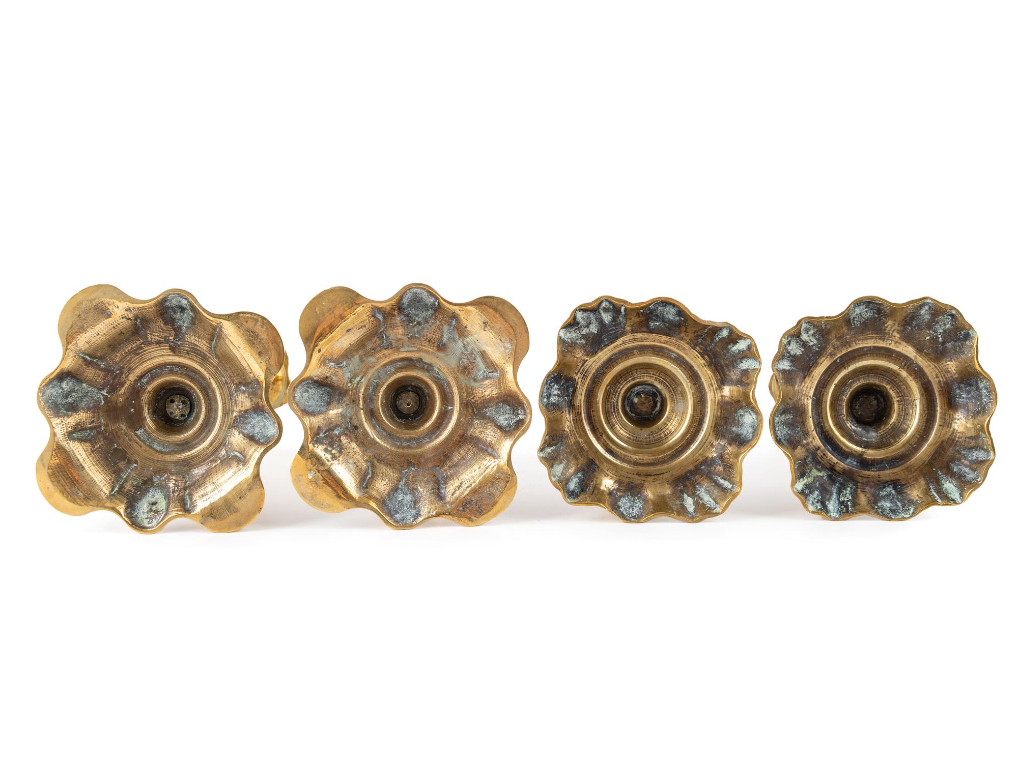 Two Pairs of English Brass Candlesticks