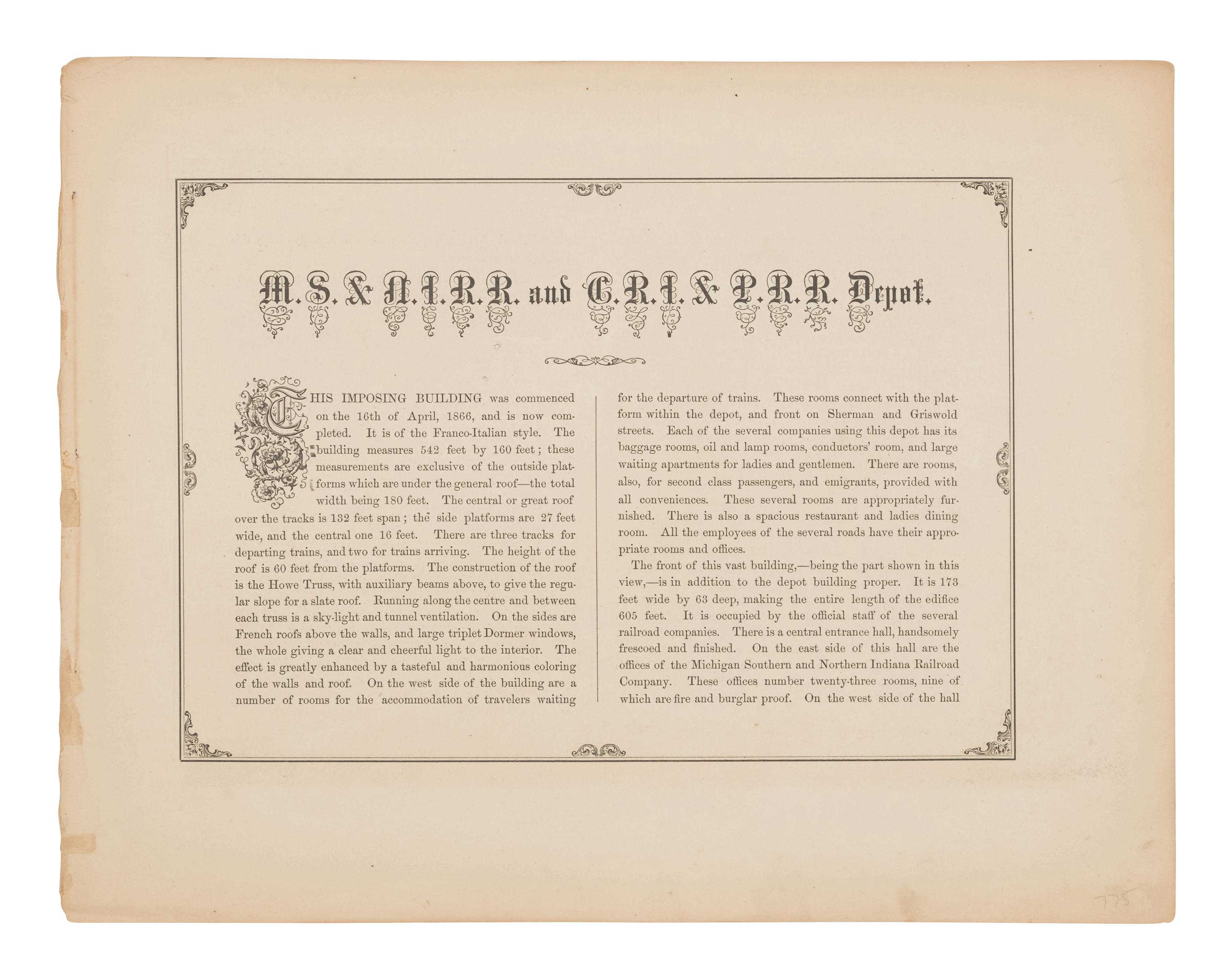 [CHICAGO]. KURZ, Louis (1834-1921). A group of 33 prints from Chicago Illustrated depicting pre-fire Chicago. Chicago: Jevne & Almini, 1866
