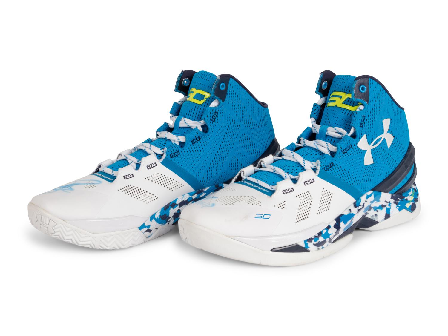 A Pair of Stephen Curry Signed Autograph Under Armour Basketball Shoes (Fanatics Authentic)