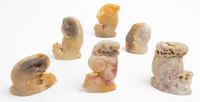 A Group of Six Hardstone Carvings. Height of tallest 3 1/2 inches.