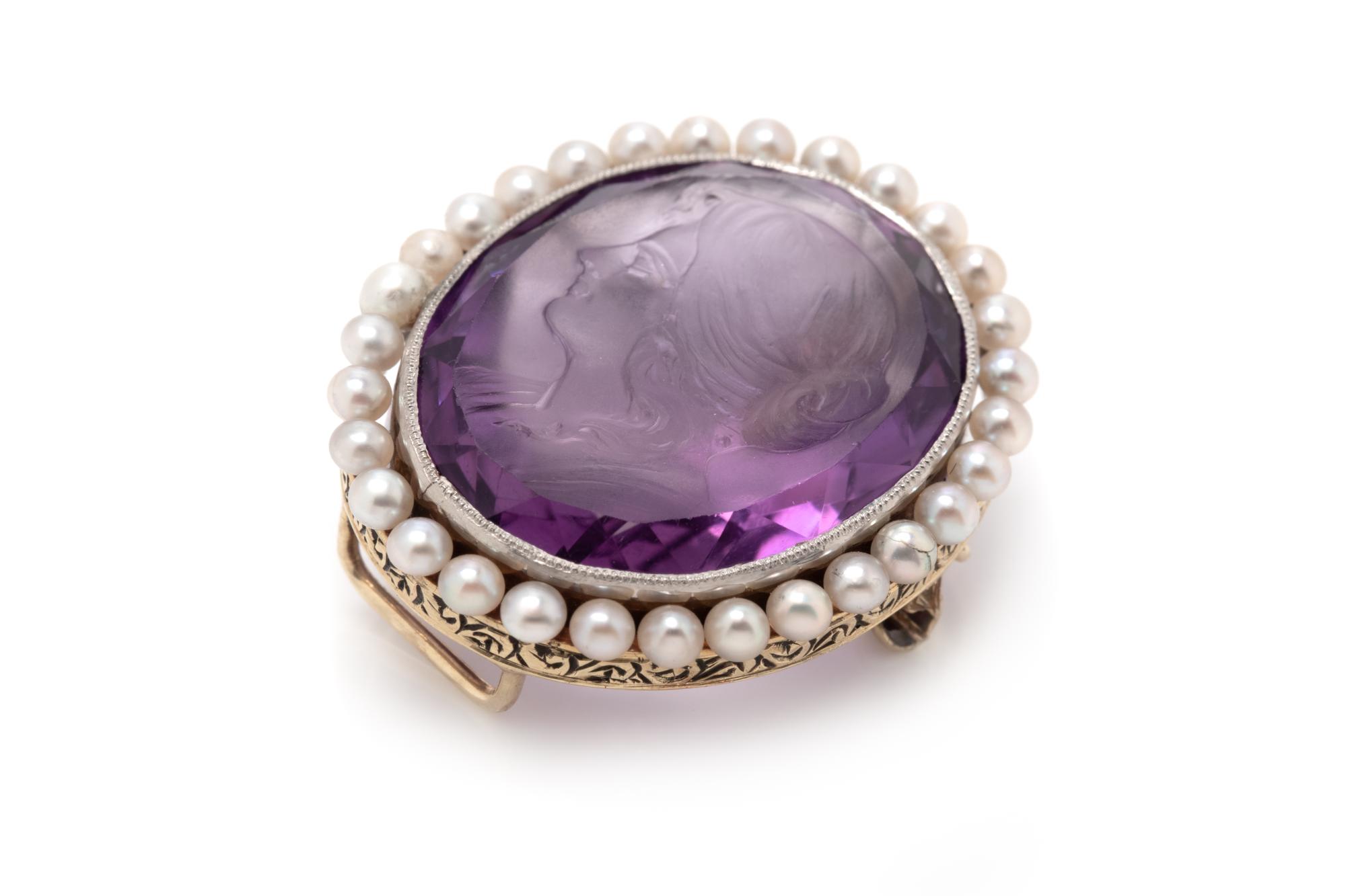 COLLECTION OF ANTIQUE, AMETHYST AND SEED PEARL BROOCHES