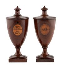 A Pair of George III Mahogany Alms Urns