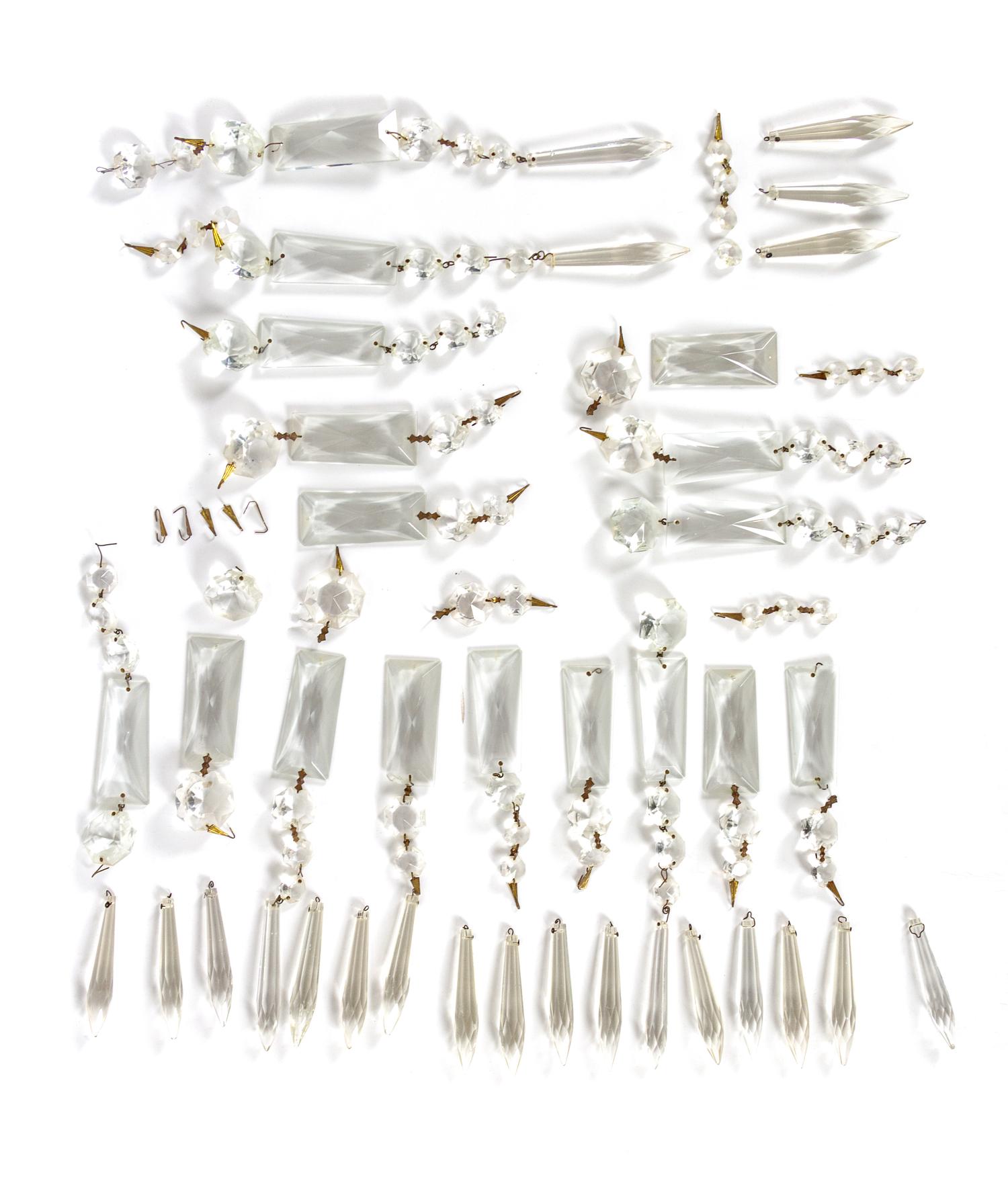 A Cased Glass and Metal Five-Light Chandelier