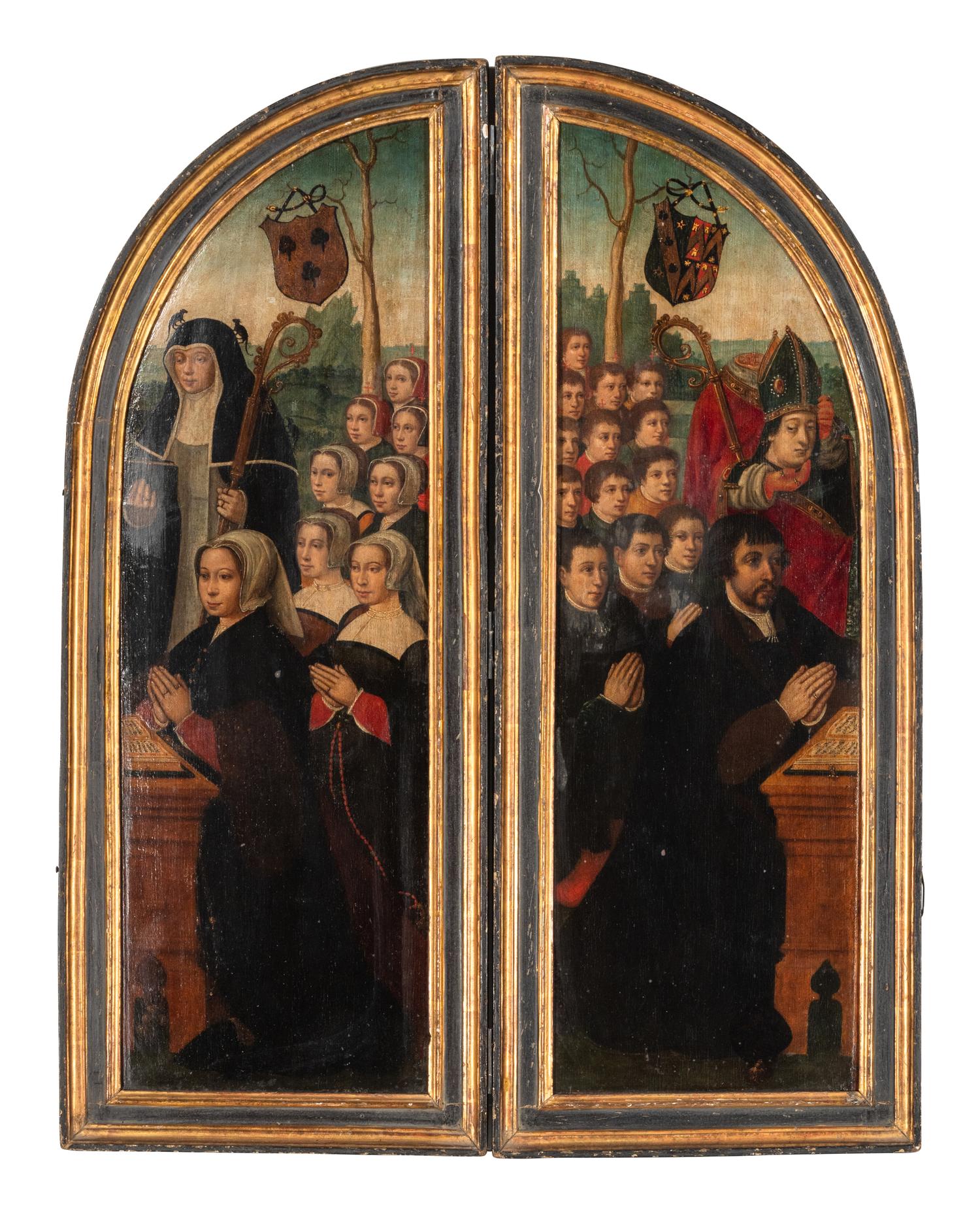 Donors in Prayer, Accompanied by their Family, Saint Gertrude of Nivelles, and Saints Gertrude and Denis
