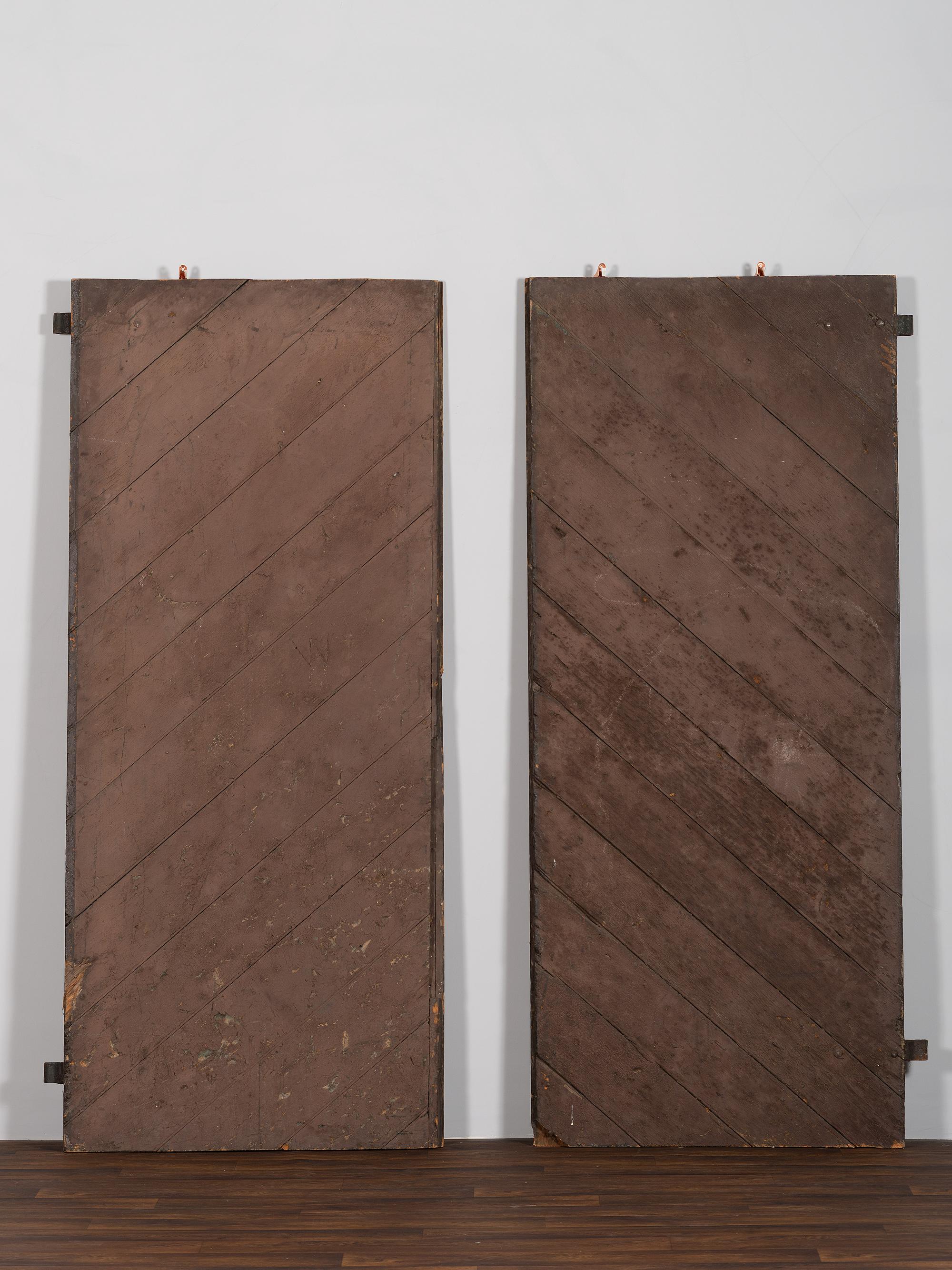 Two Painted Wood Barn Doors