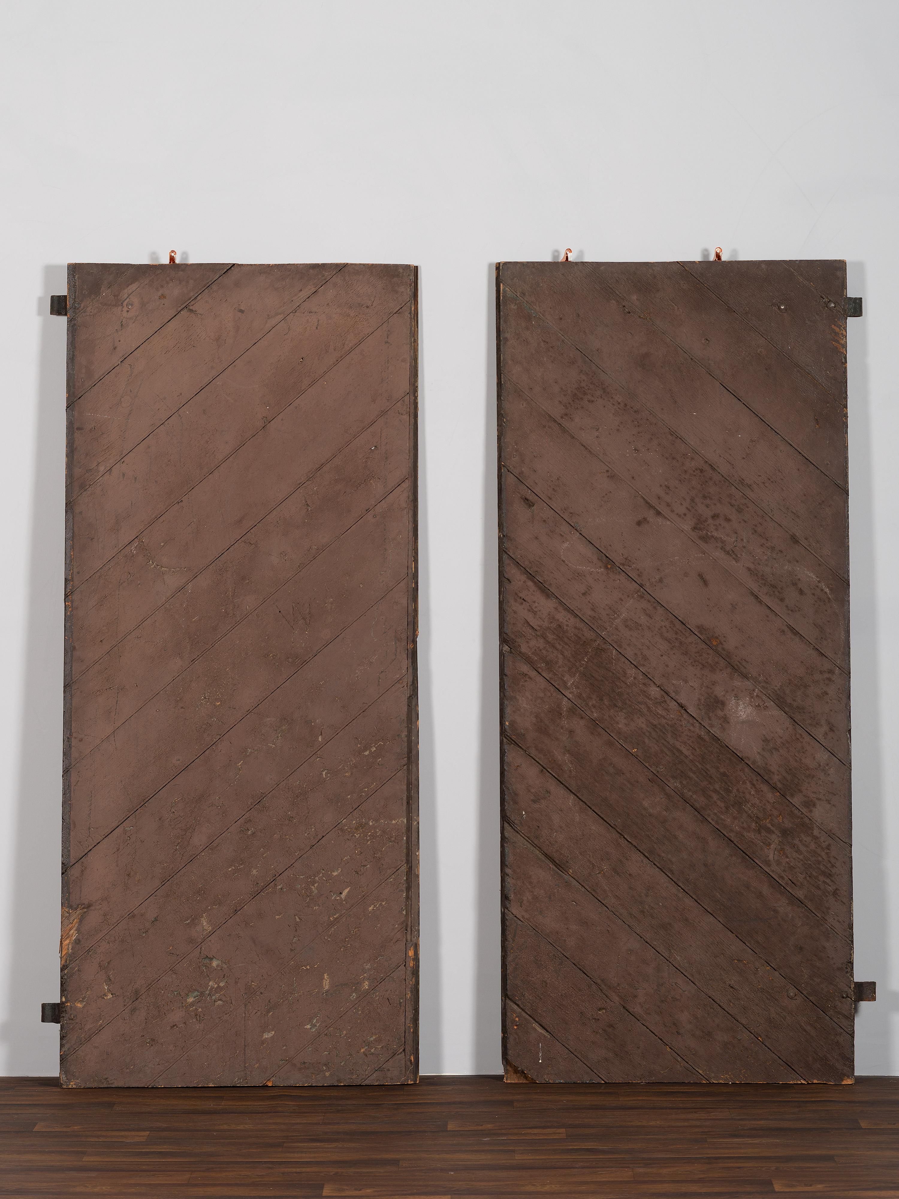 Two Painted Wood Barn Doors