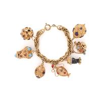YELLOW GOLD MULTIGEM CHARM BRACELET