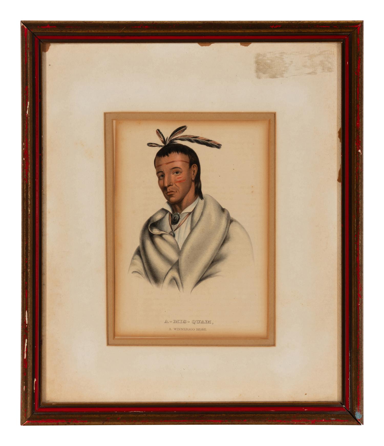 A Set of Three Illustrations for History of the Indian Tribes of North America by Thomas L. McKenney and James Hall
