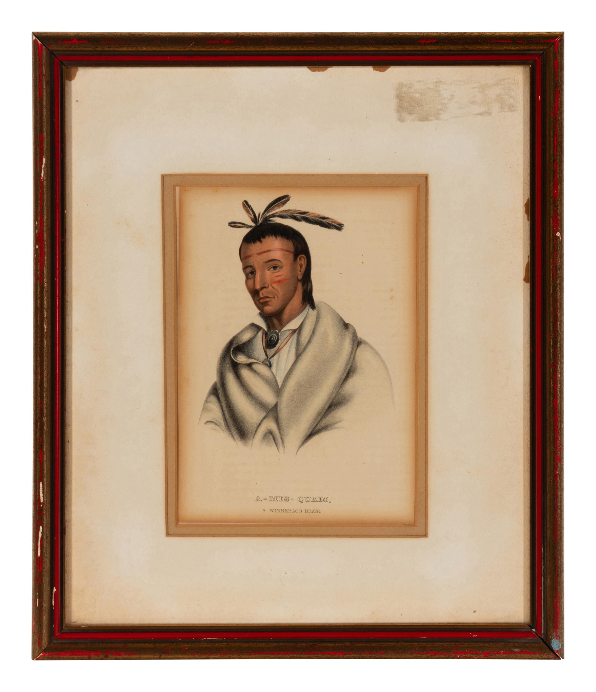 A Set of Three Illustrations for History of the Indian Tribes of North America by Thomas L. McKenney and James Hall