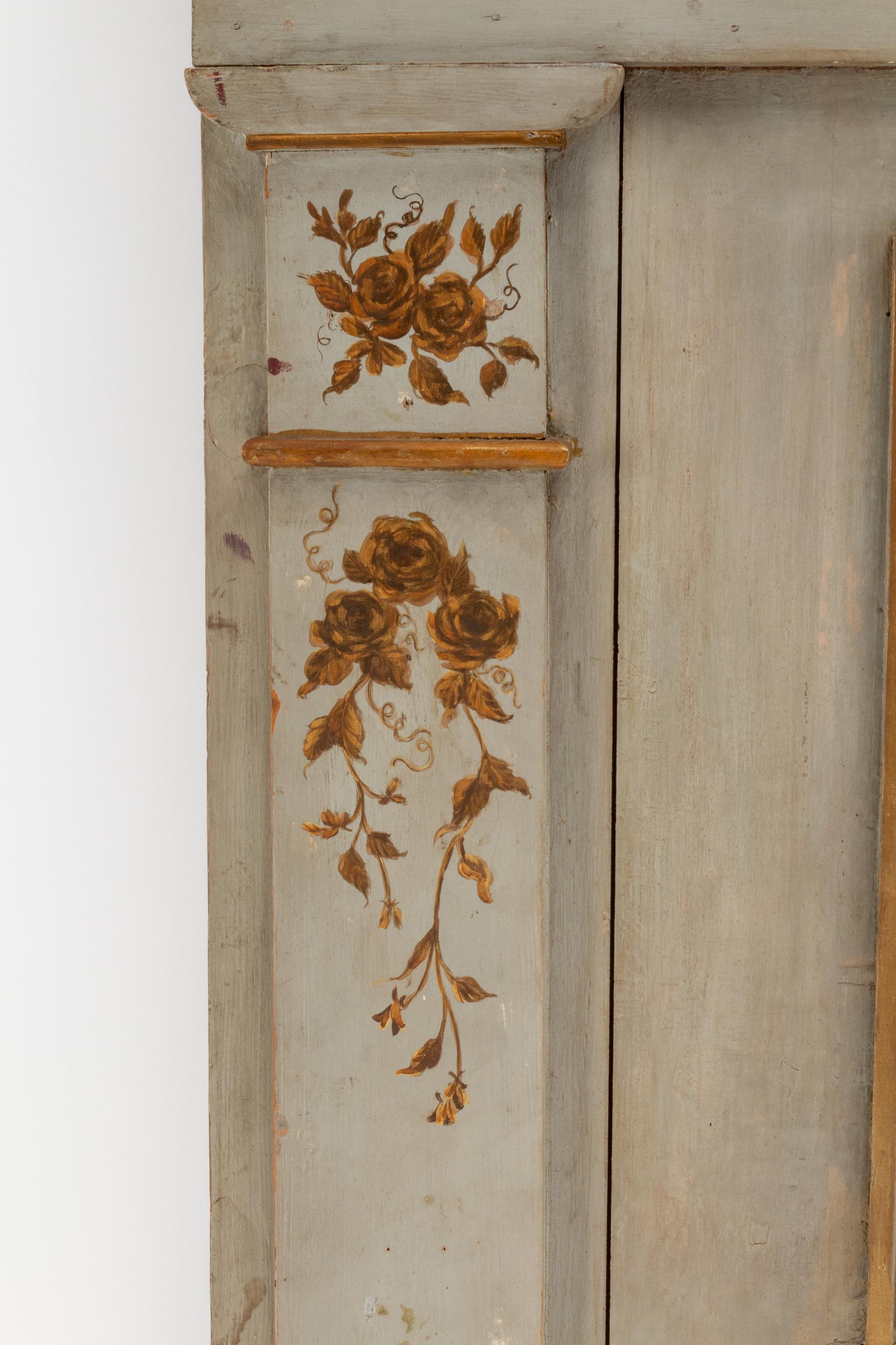 A Continental Painted Trumeau Mirror