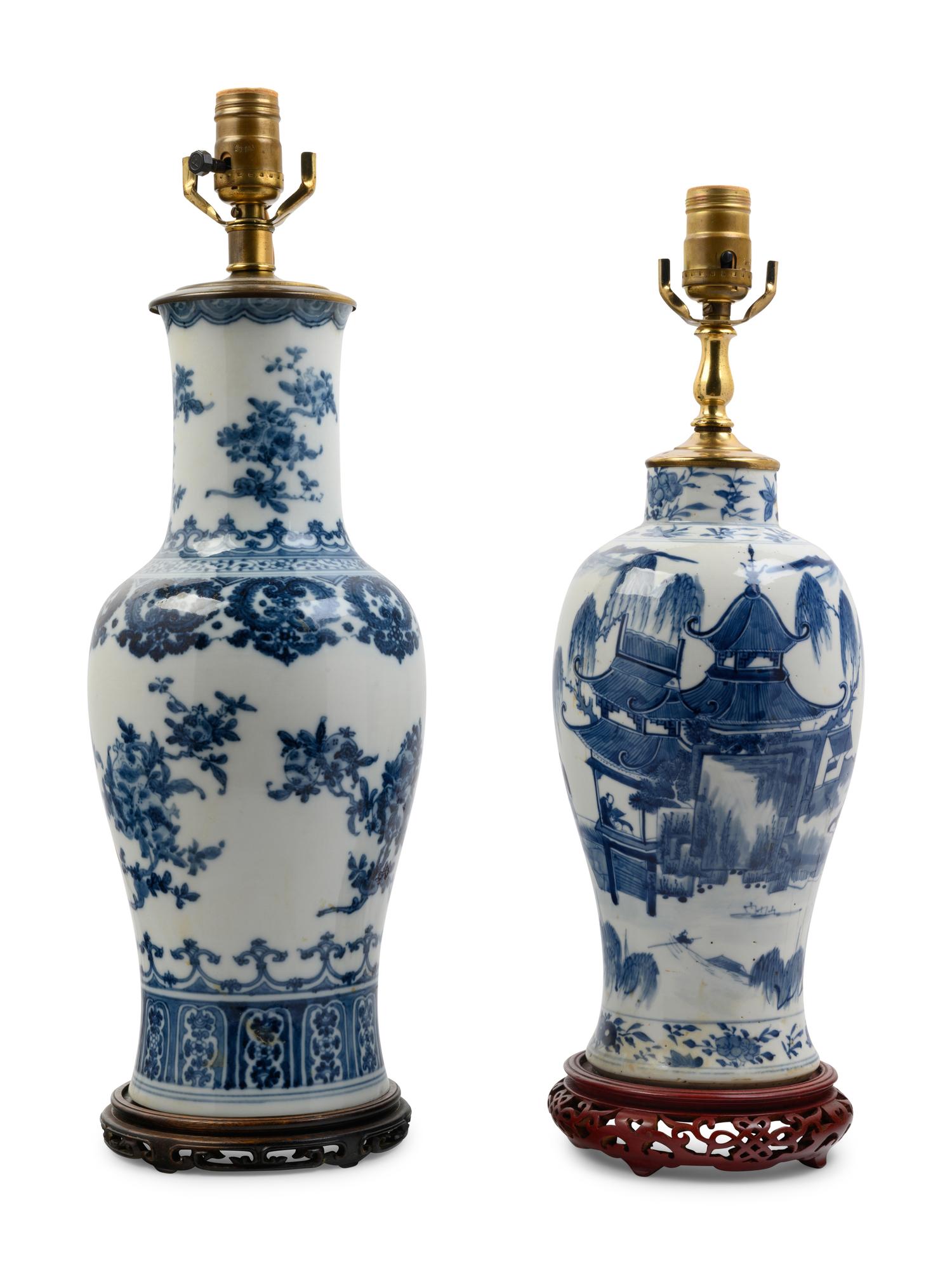 Two Chinese Porcelain Vases Mounted as Lamps