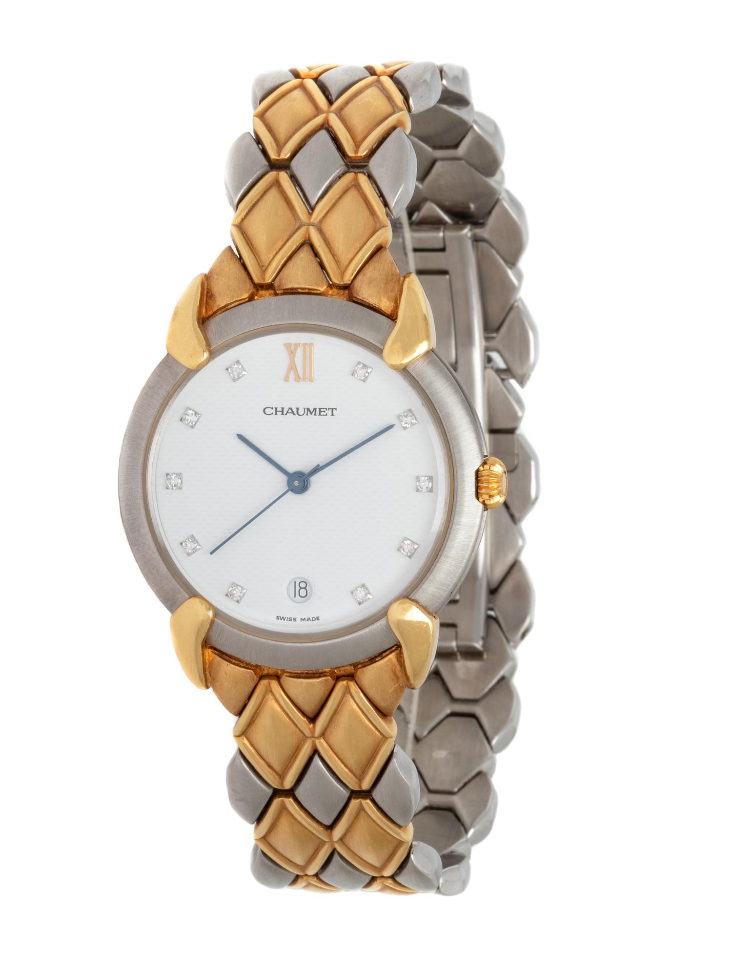 CHAUMET, YELLOW GOLD AND STAINLESS STEEL 'GRIFFE' WATCH