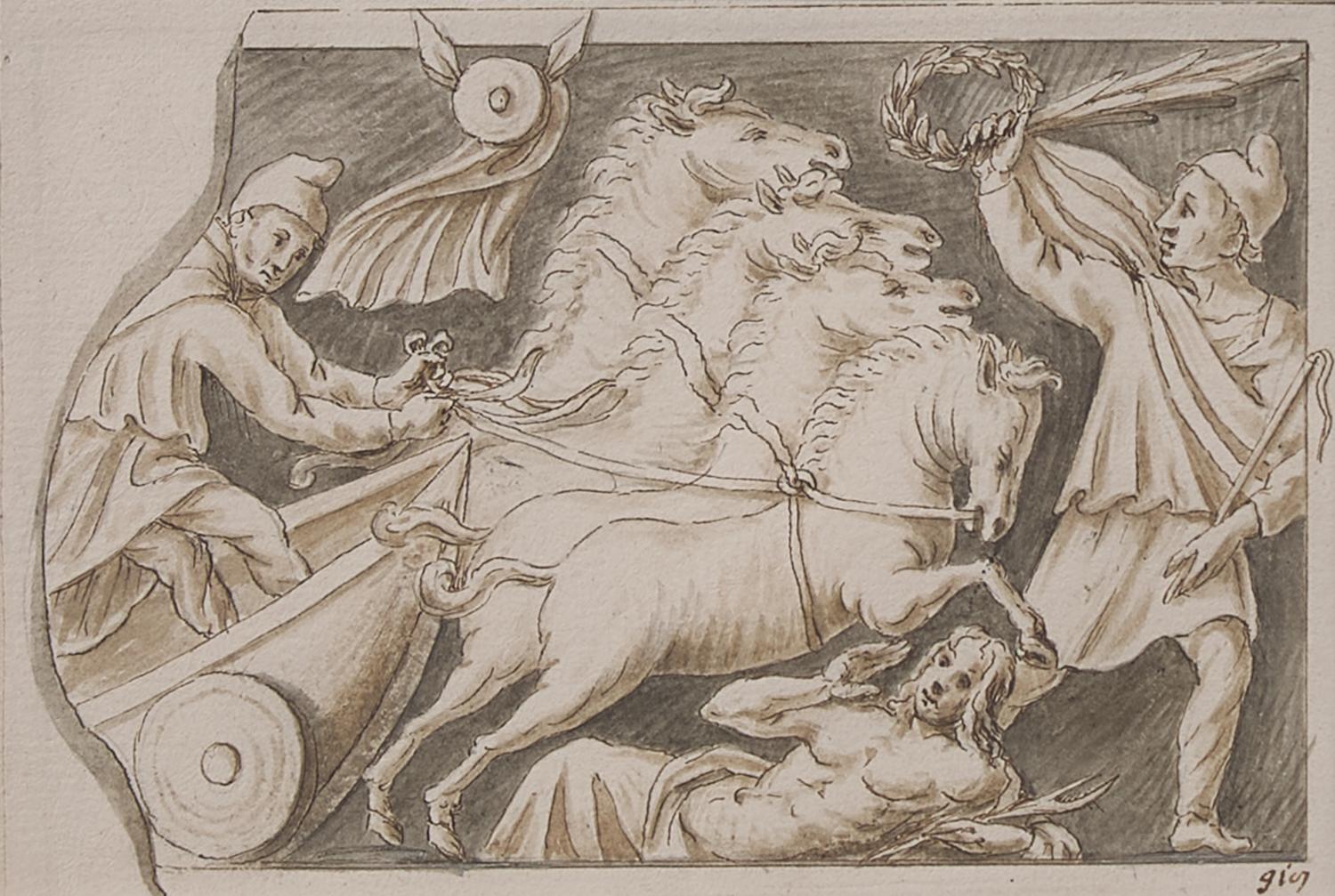A Study after a Classical Relief Sculpture of a Charioteer Driving a Quadriga over a Fallen Barbarian