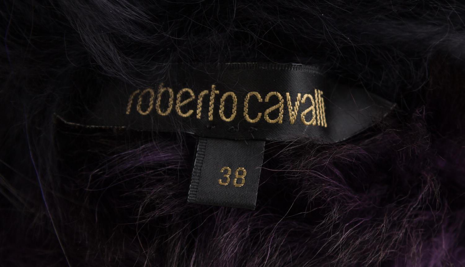 A Roberto Cavalli Royal Purple Suede and Fur Vest, Size 38.