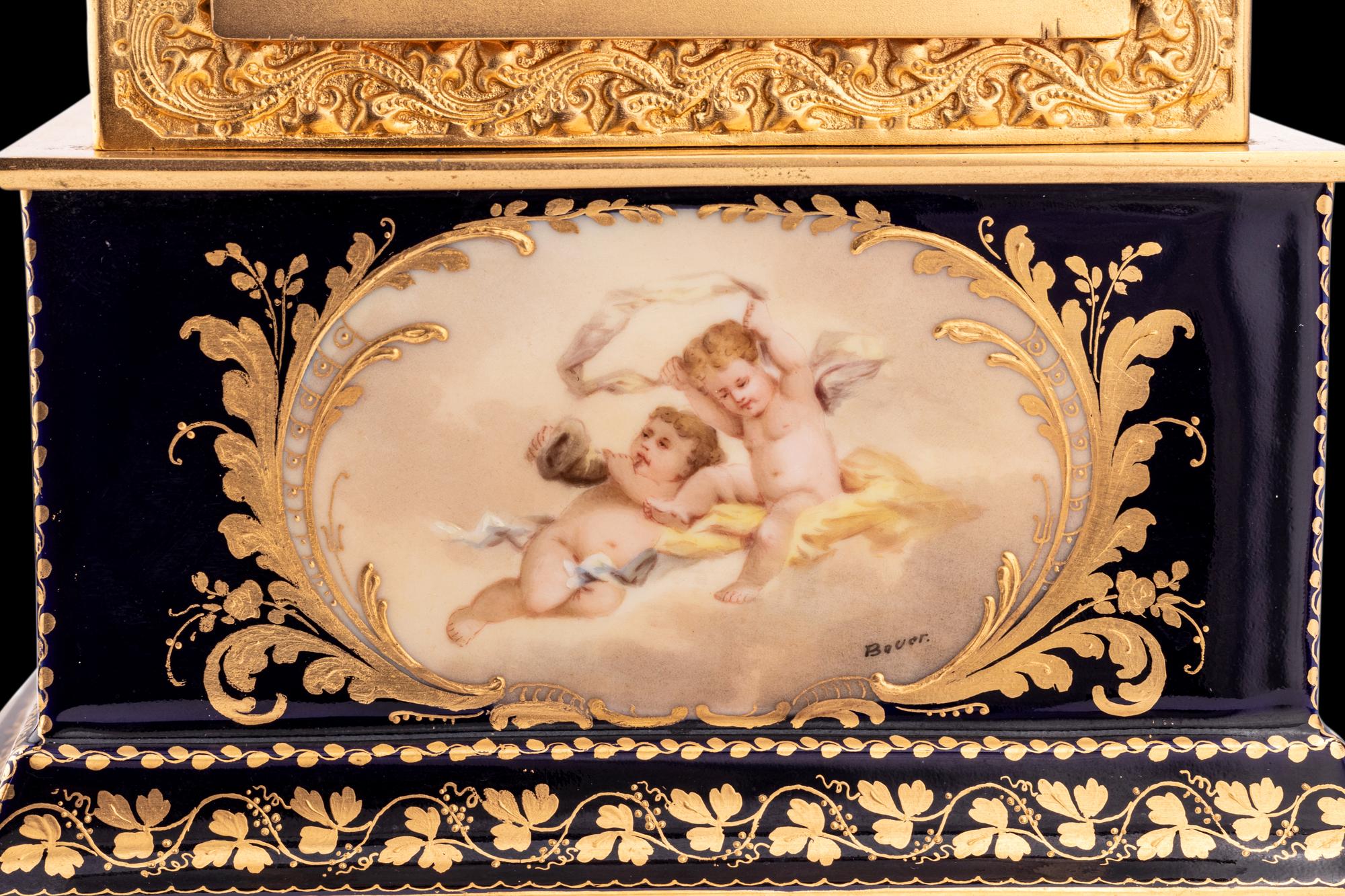 A Royal Vienna Porcelain Mounted Gilt Bronze Clock, Couaillet