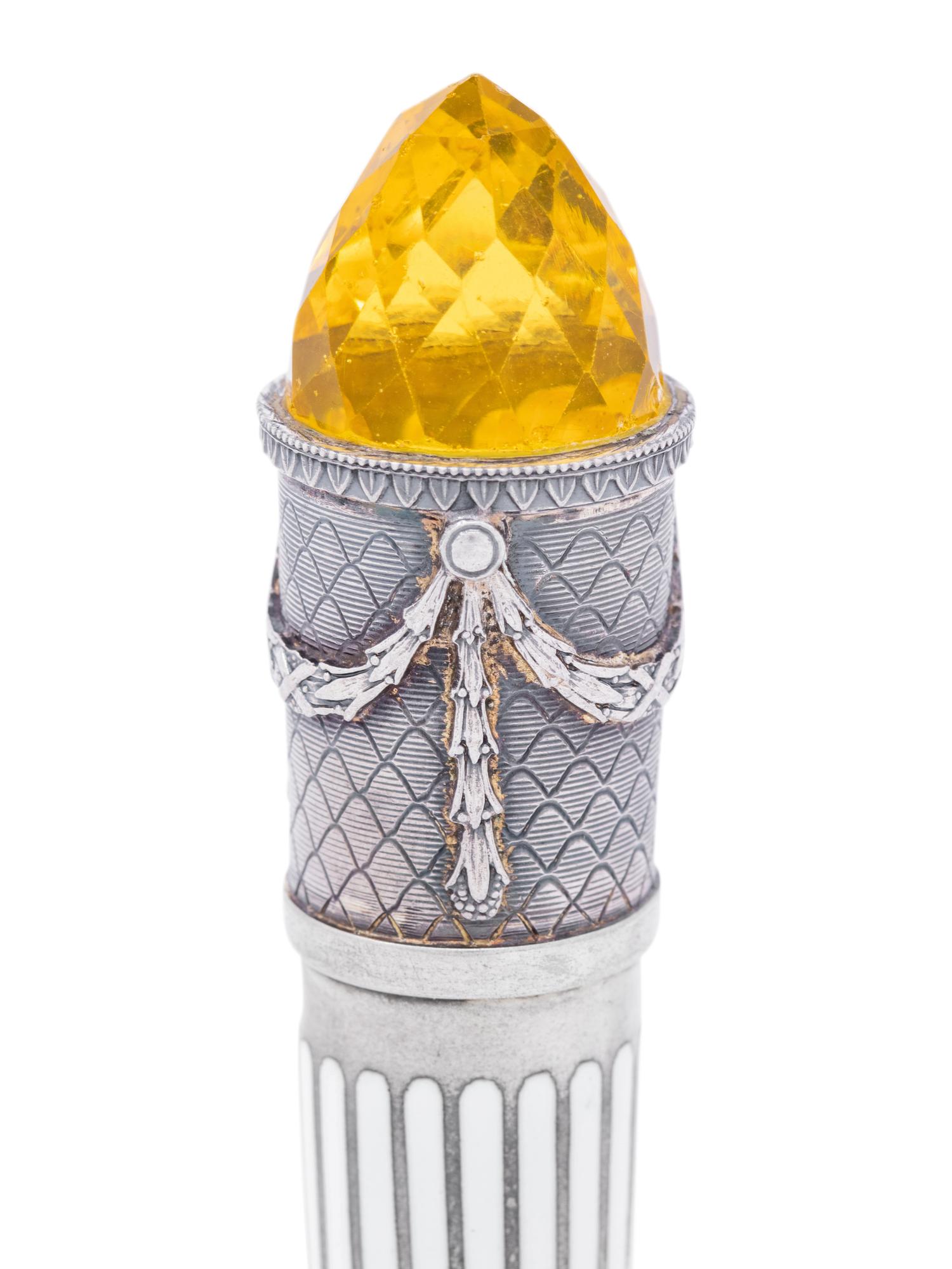 An Austrian Silver, Enamel and Hardstone Mounted Parasol Handle