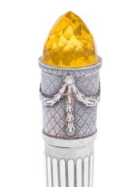 An Austrian Silver, Enamel and Hardstone Mounted Parasol Handle