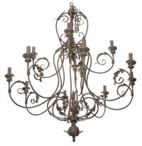 A Twelve-Light Louis XV Style Patinated Metal Chandelier Height 36 x diameter 45 inches. — 20TH CENTURY