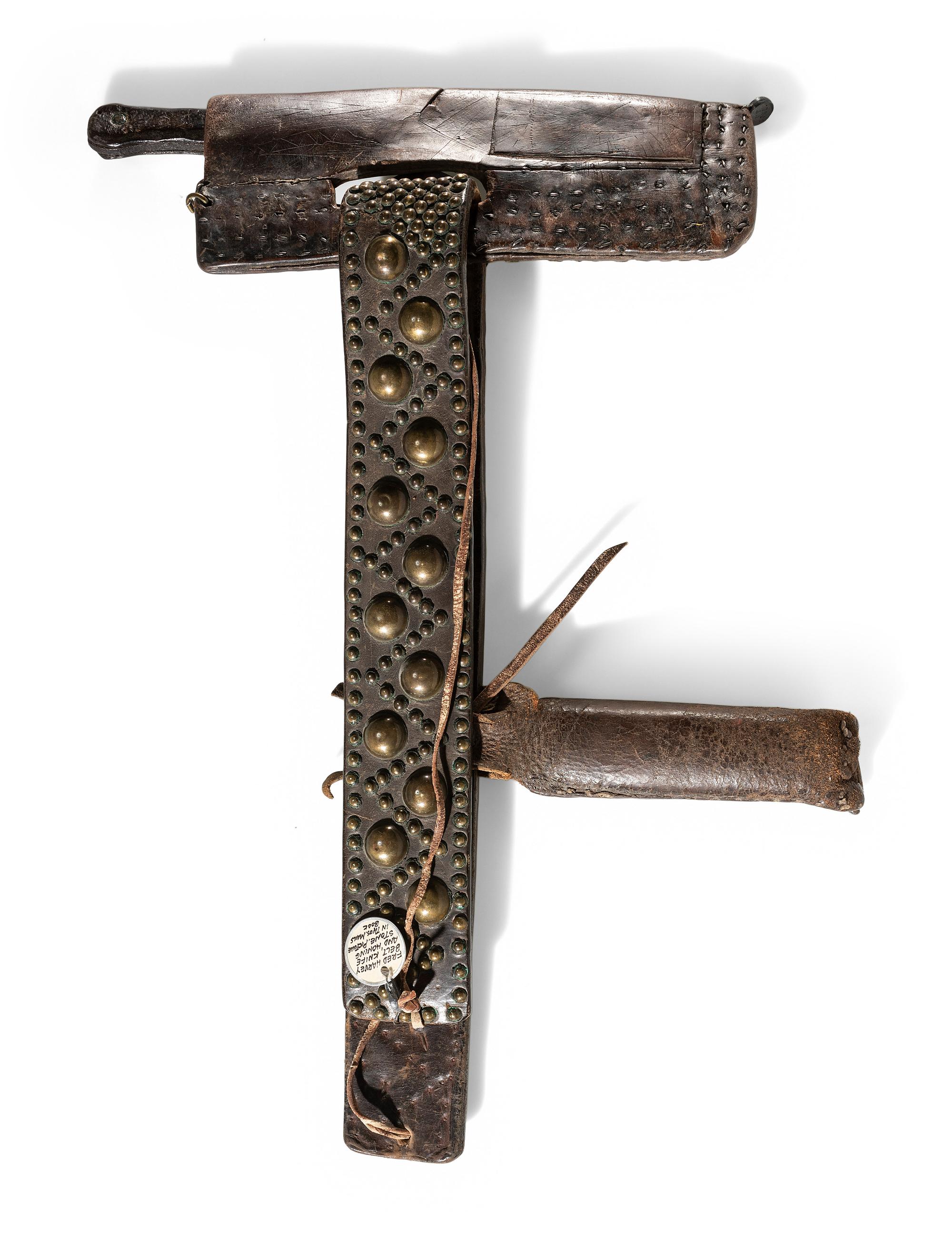 Blackfeet Tacked Belt, with Knife Sheath and Whetstone Case