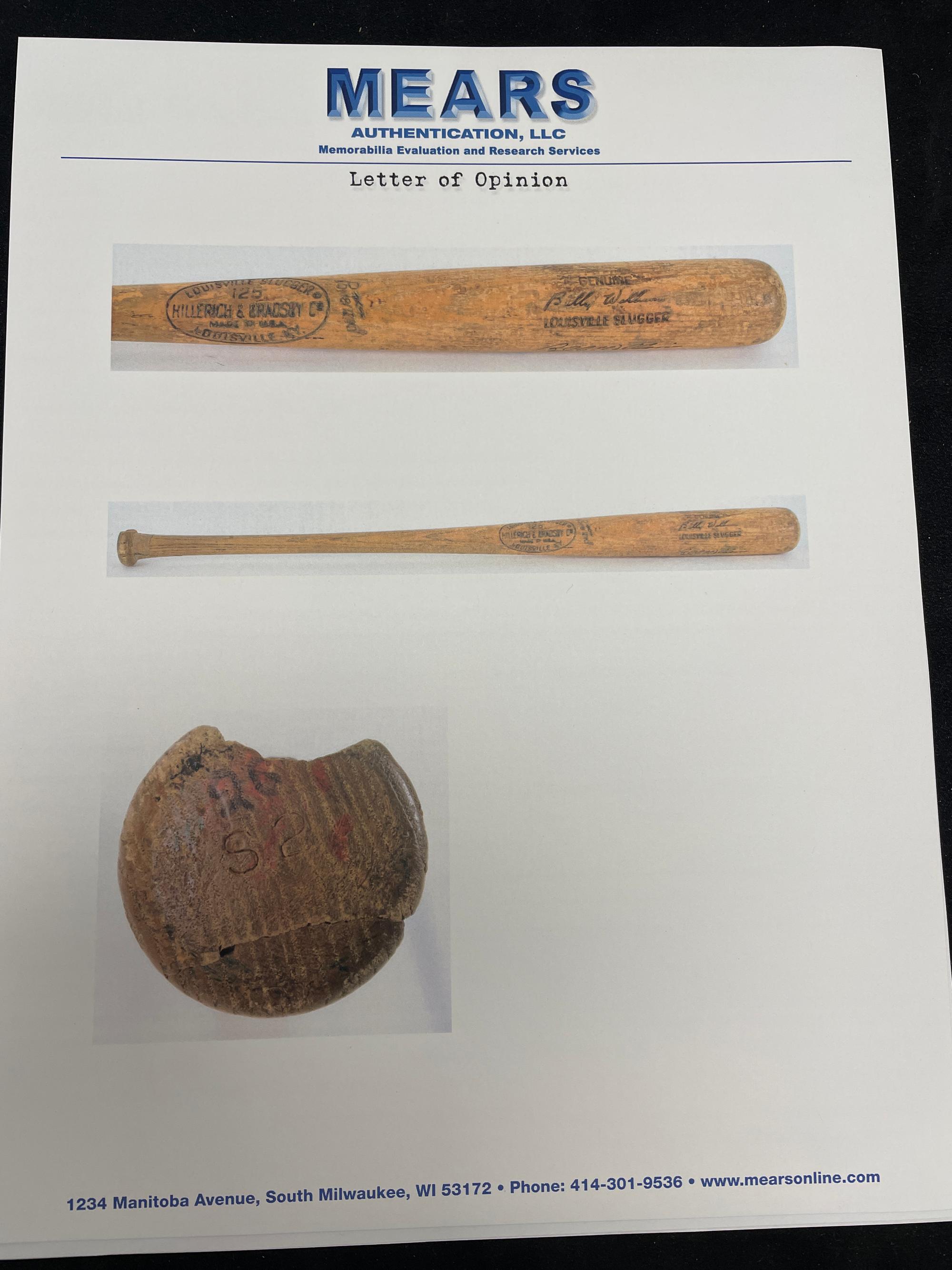 An Authentic Billy Williams 1969-72 Game Used and Signed Louisville Slugger Bat (MEARS A9),