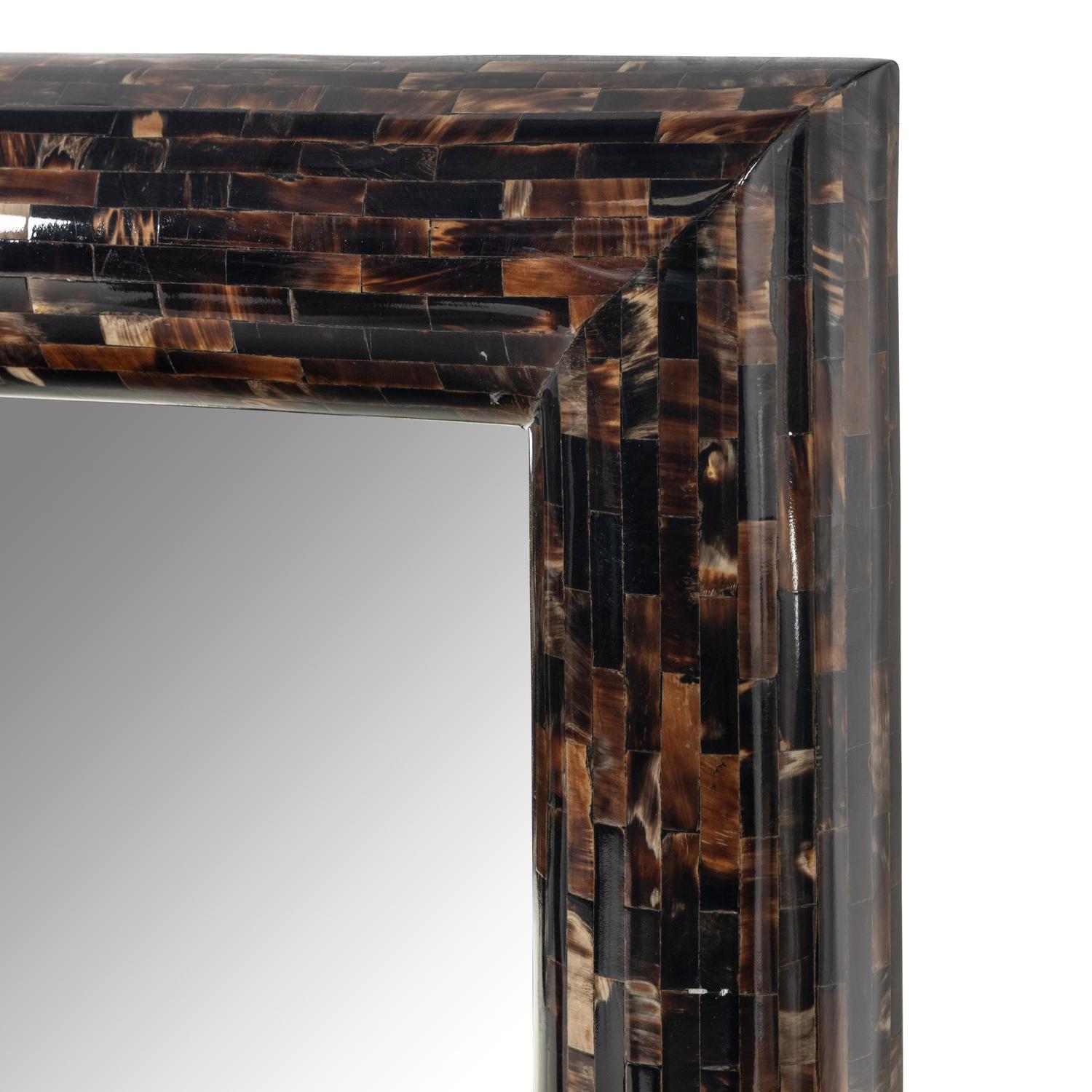 A Contemporary Horn-Veneered Mirror