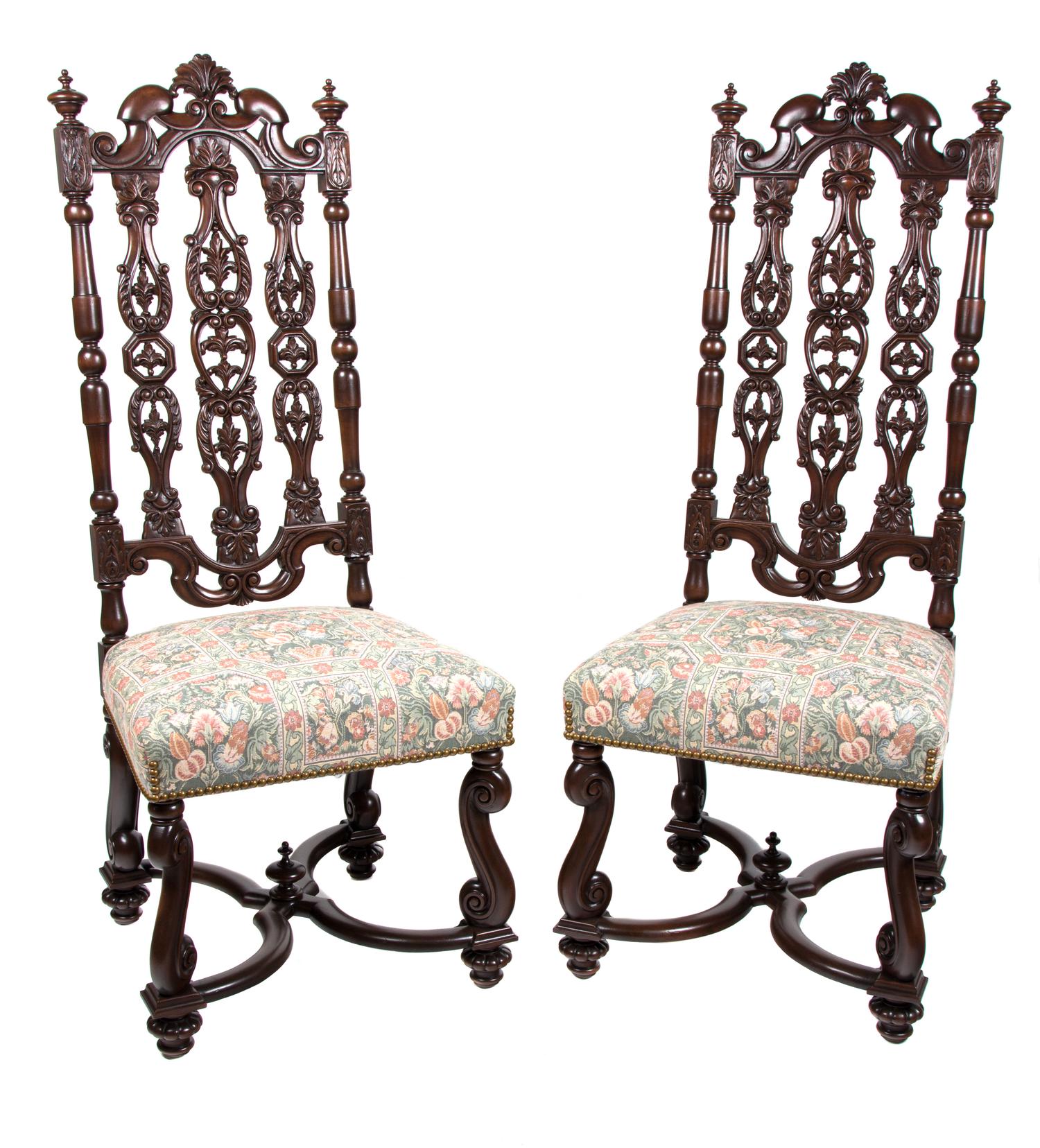 A Pair of Spanish Baroque Style Side Chairs Height 50 1/4 inches. — 20TH CENTURY