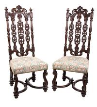 A Pair of Spanish Baroque Style Side Chairs Height 50 1/4 inches. — 20TH CENTURY