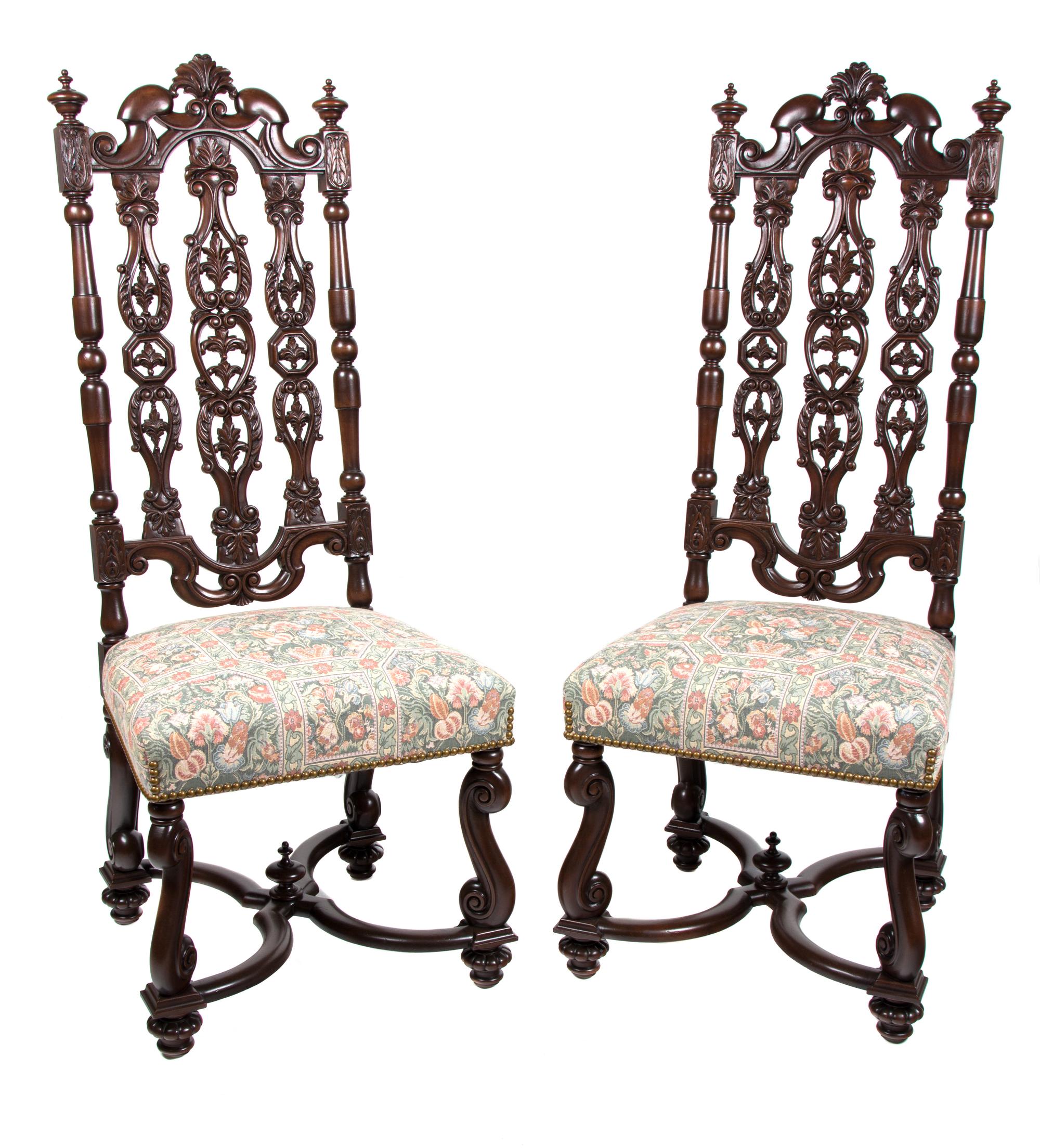 A Pair of Spanish Baroque Style Side Chairs Height 50 1/4 inches. — 20TH CENTURY