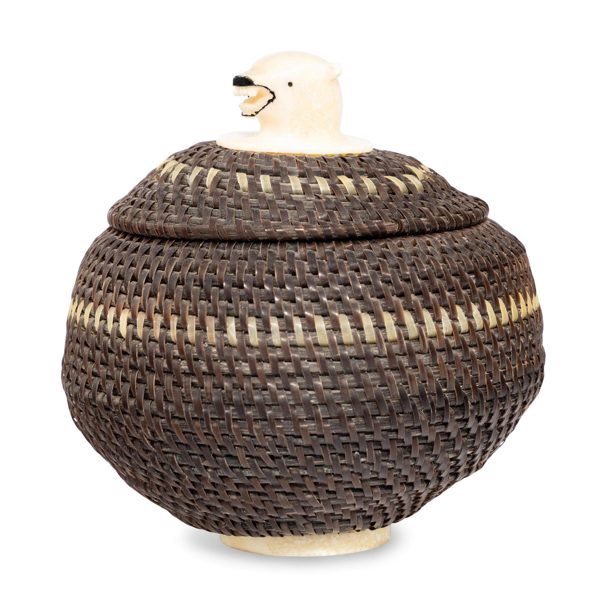 Baleen Basket, with Polar Bear Finial