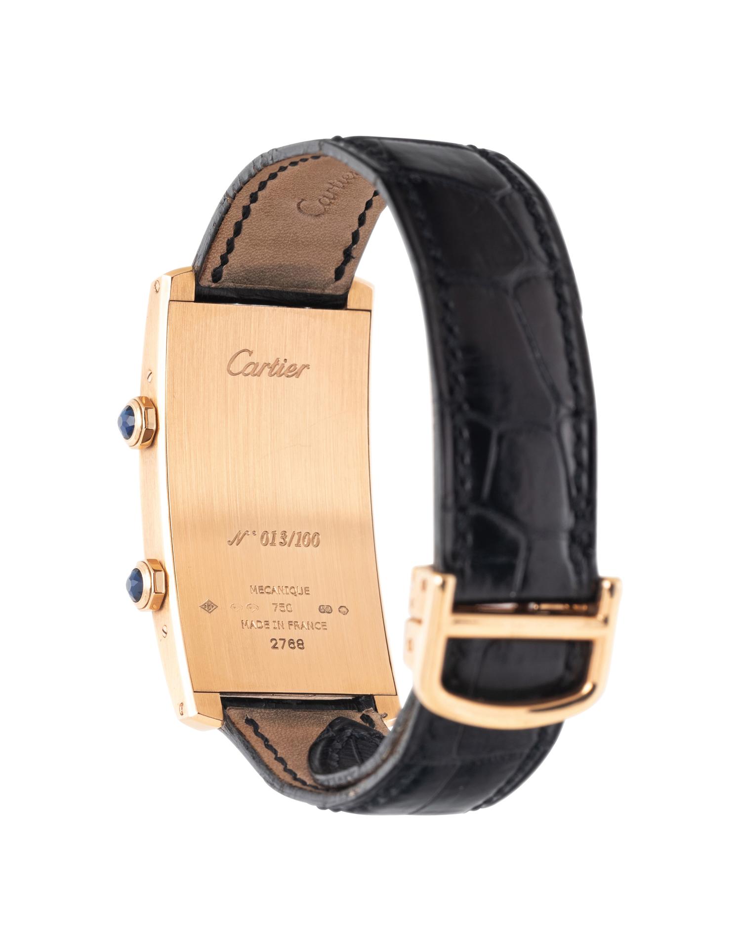 CARTIER, REF. 2768 18K ROSE GOLD 'TANK CINTREE' WATCH