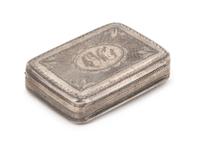 A George III Silver Vinaigrette, John Shaw, Birmingham, 1791, of rectangular form, the engine turned ground centered with an engraved c
