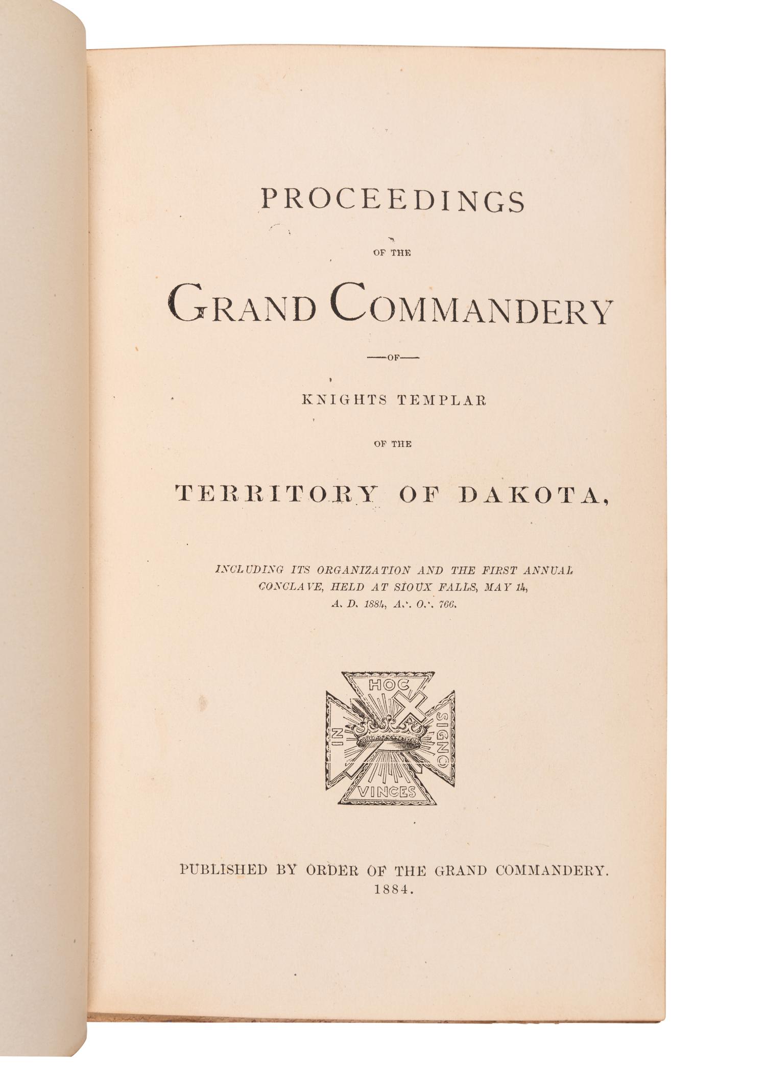 [DAKOTAS - KNIGHTS TEMPLAR]. 8 volumes of proceedings of the Knights Templar and Masons.