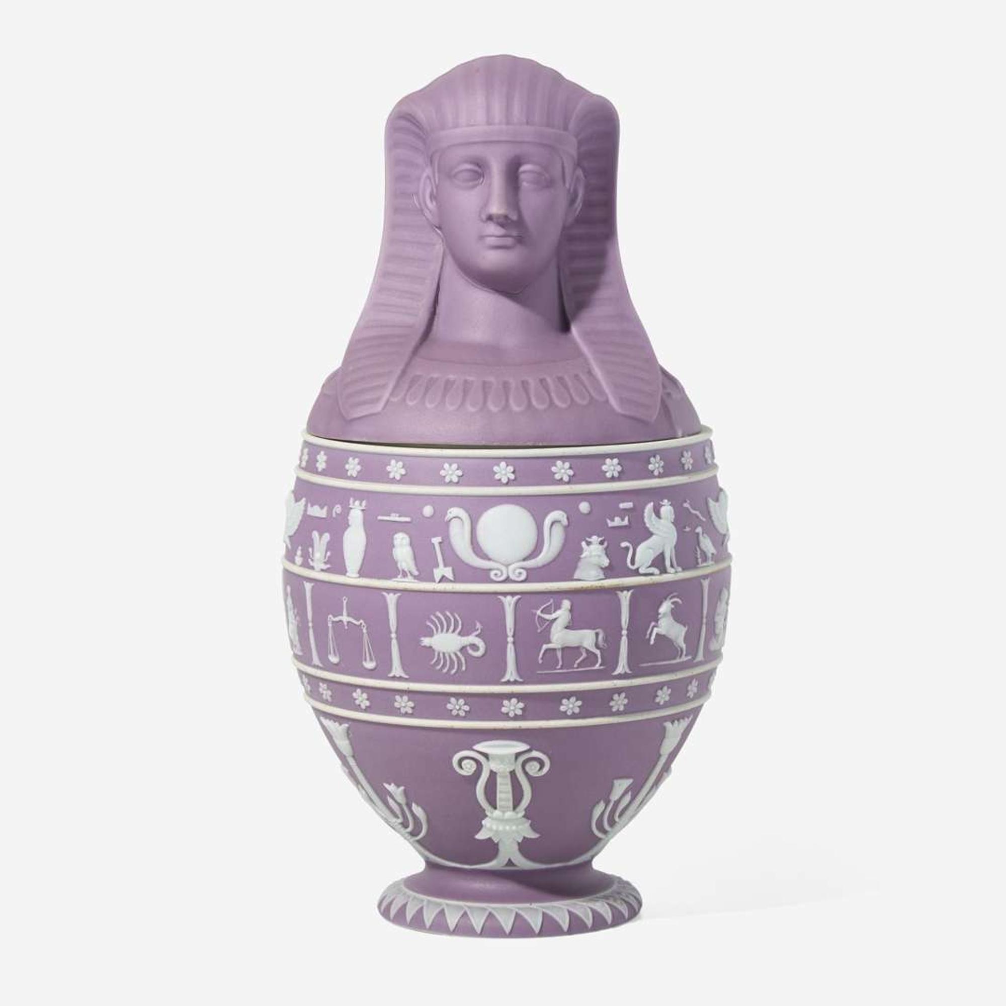 A Wedgwood Lilac Dip Jasperware Canopic Jar UK, mid-19th century