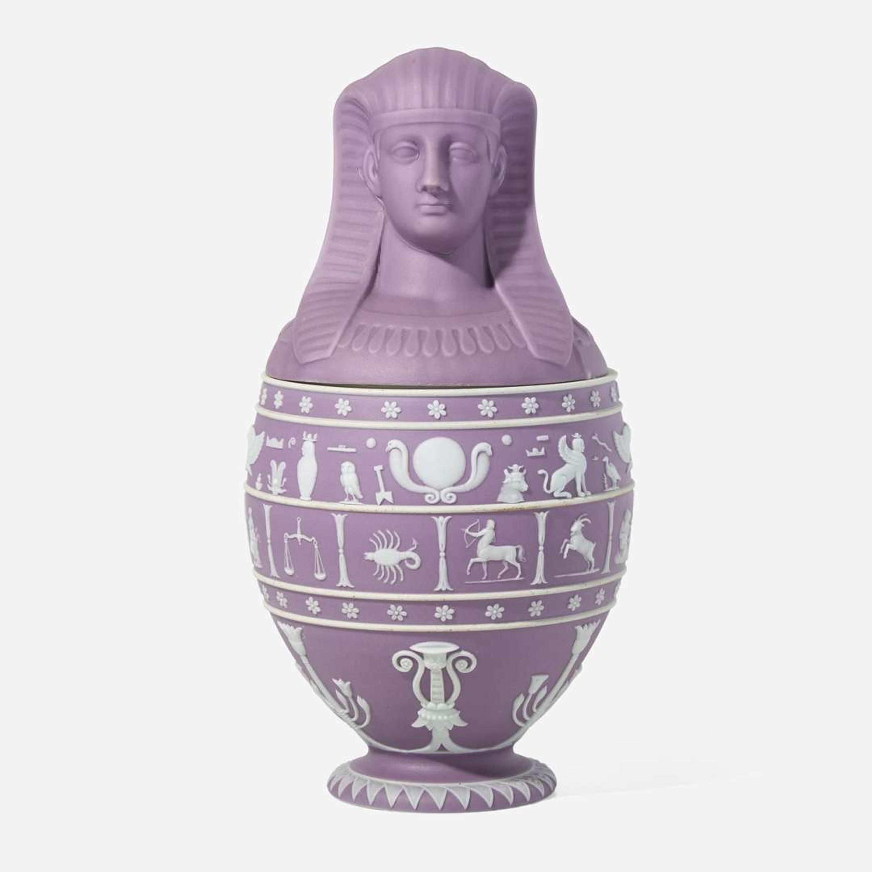 A Wedgwood Lilac Dip Jasperware Canopic Jar UK, mid-19th century