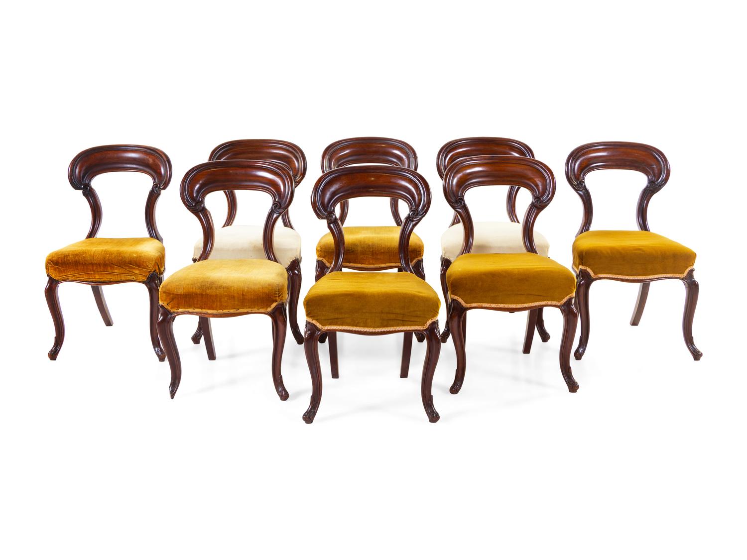 A Set of Eight Victorian Balloon Back Side Chairs
