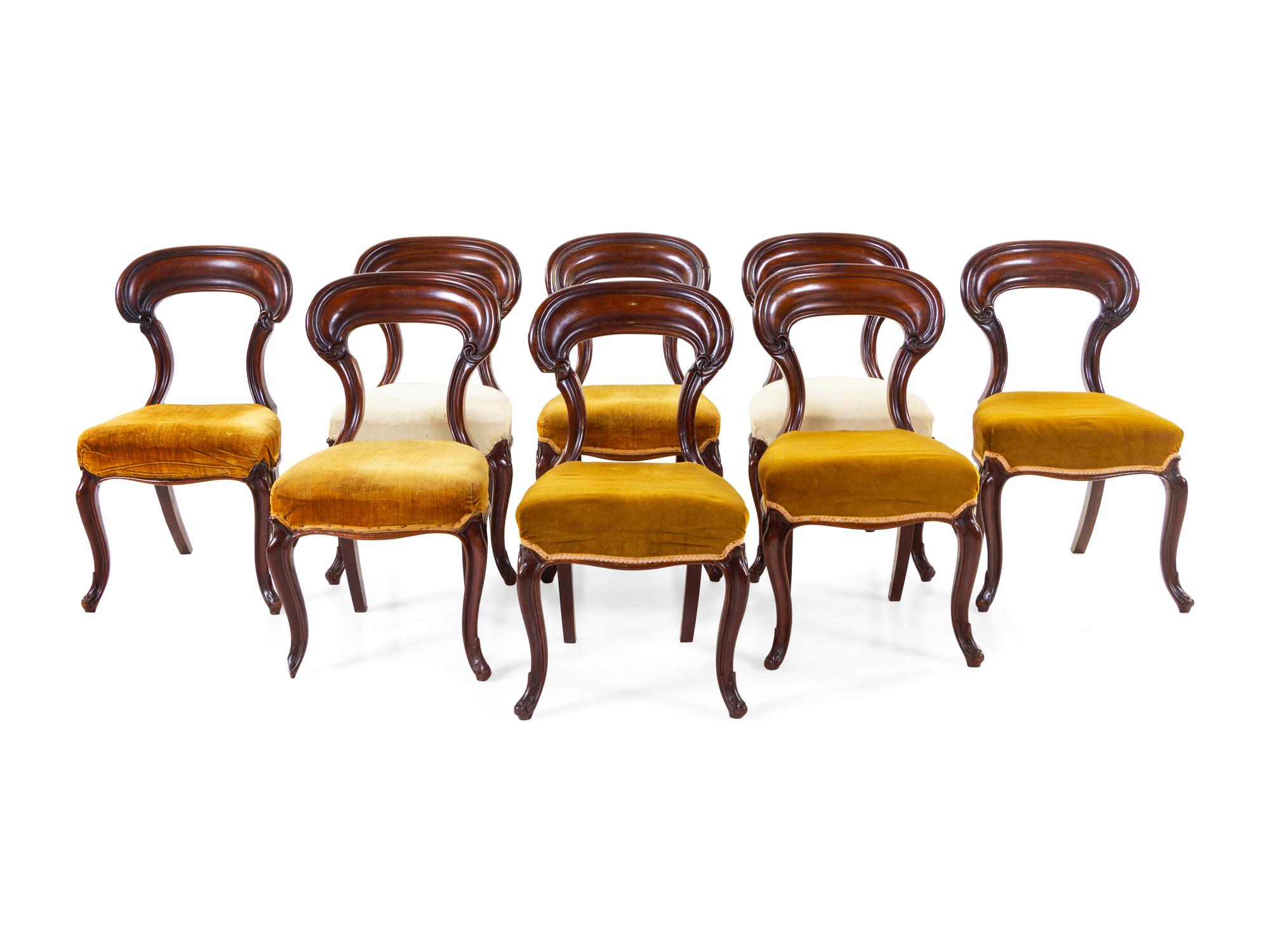 A Set of Eight Victorian Balloon Back Side Chairs