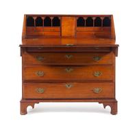 A Chippendale Carved Cherrywood Slant-Front Desk