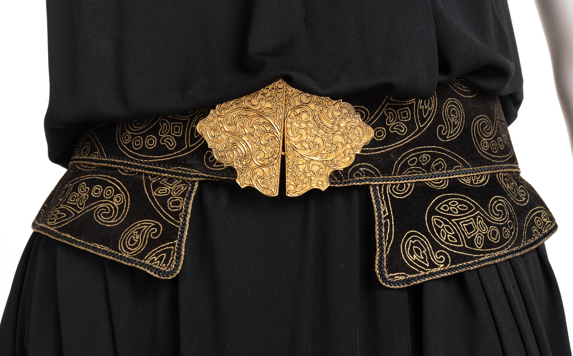Christian Dior Haute Couture Four-Piece Wrap Dress and Jacket Ensemble with Two Belts, Fall/Winter 1981