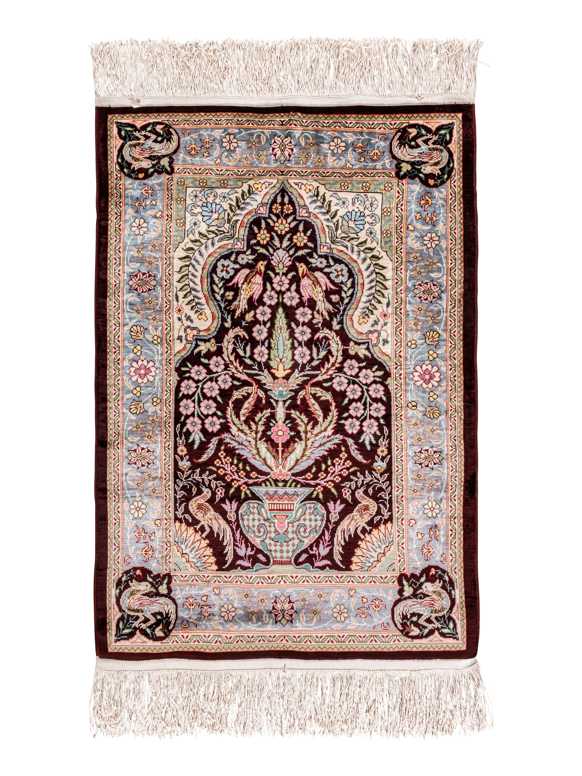A Turkish Silk Prayer Rug