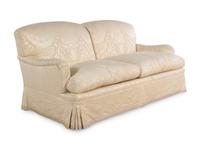 A Cream Damask Upholstered Two-Seat Sofa