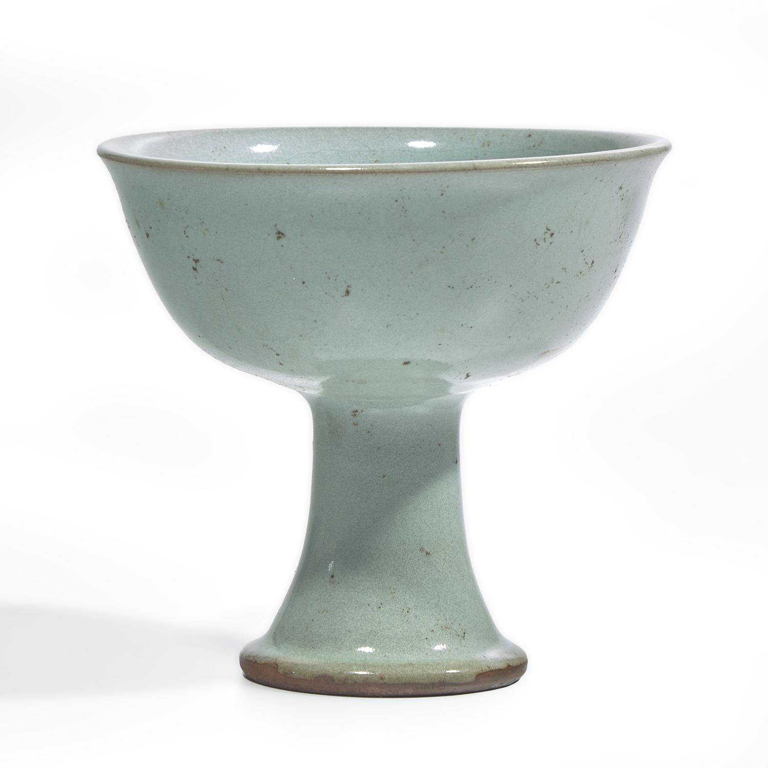 A Chinese Junyao style Purple-Splashed Blue Glazed Stem Cup