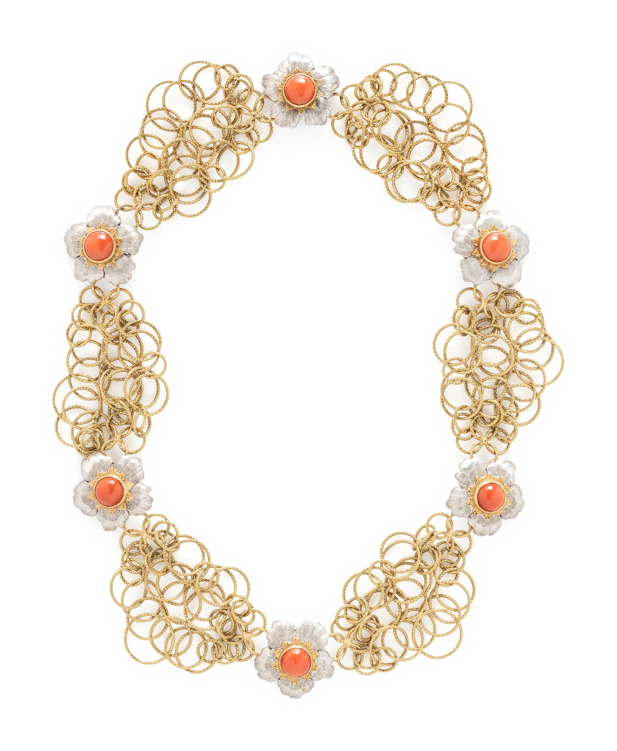 BUCCELLATI, BICOLOR GOLD AND CORAL 'OLYMPIA' NECKLACE