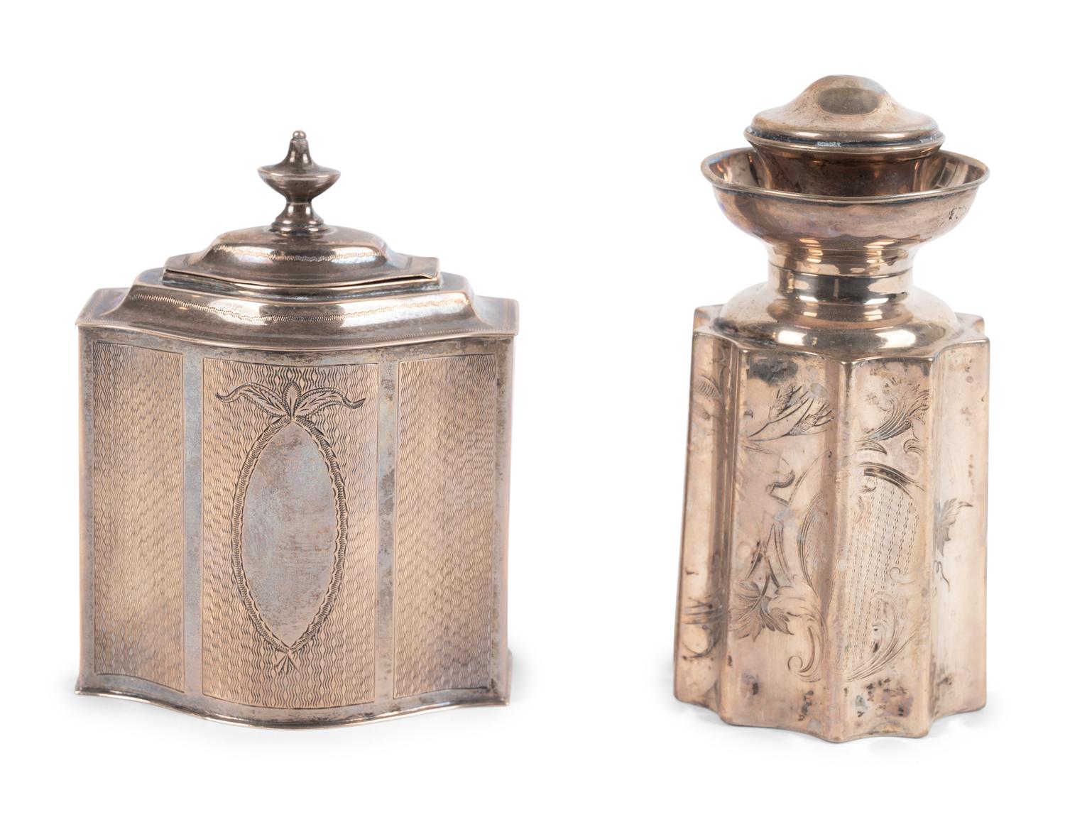 Two Continental Silver Tea Caddies