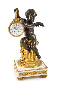 A French Gilt Bronze Figural Mantel Clock Height 23 3/8 inches. — 19TH CENTURY