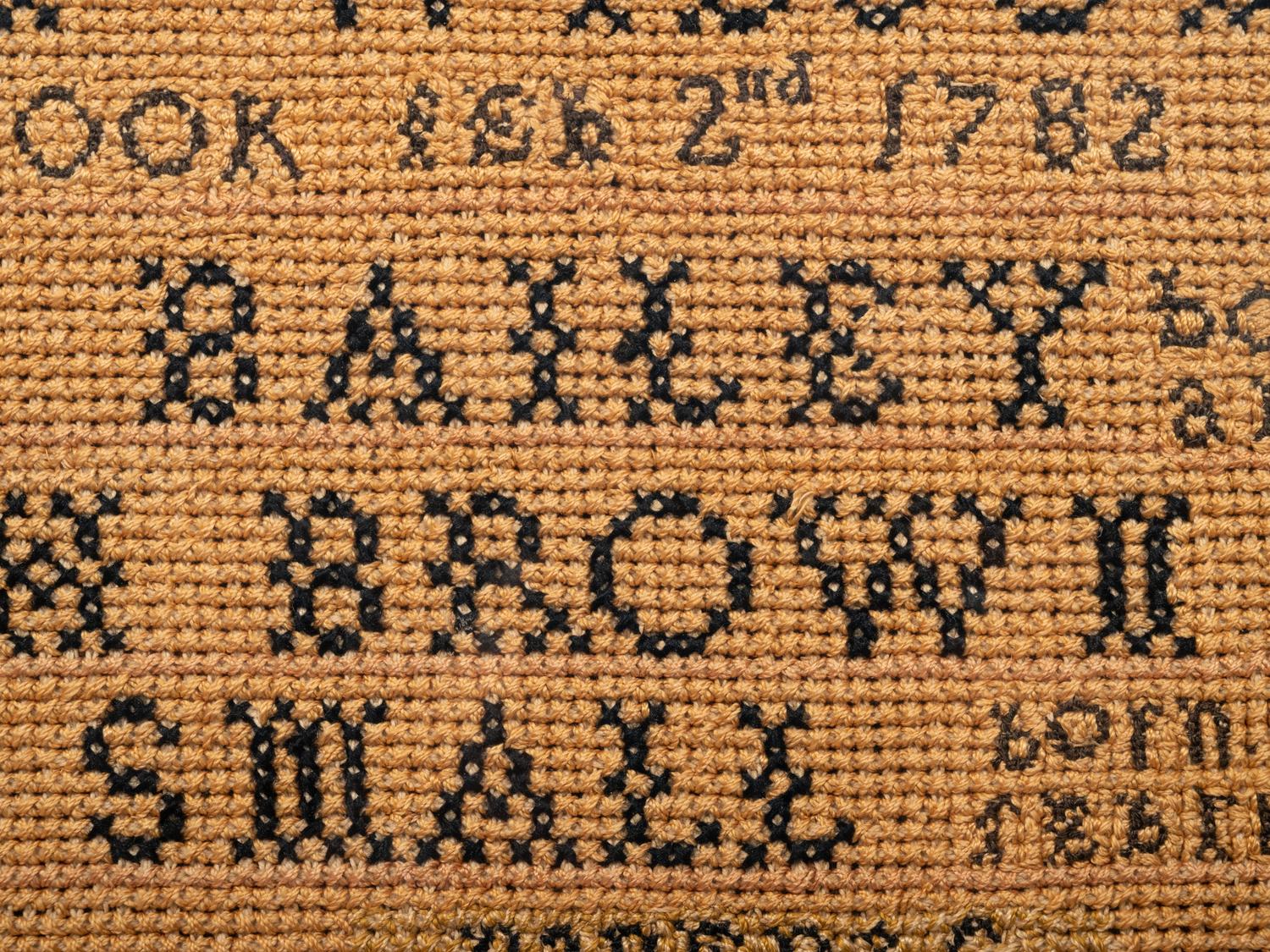 An American Needlework Embroidered Wilson Family Album Schoolgirl's Sampler with Flag