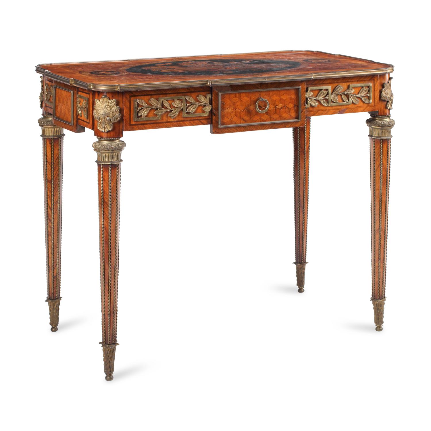 A Louis XVI Style Marquetry Center Table