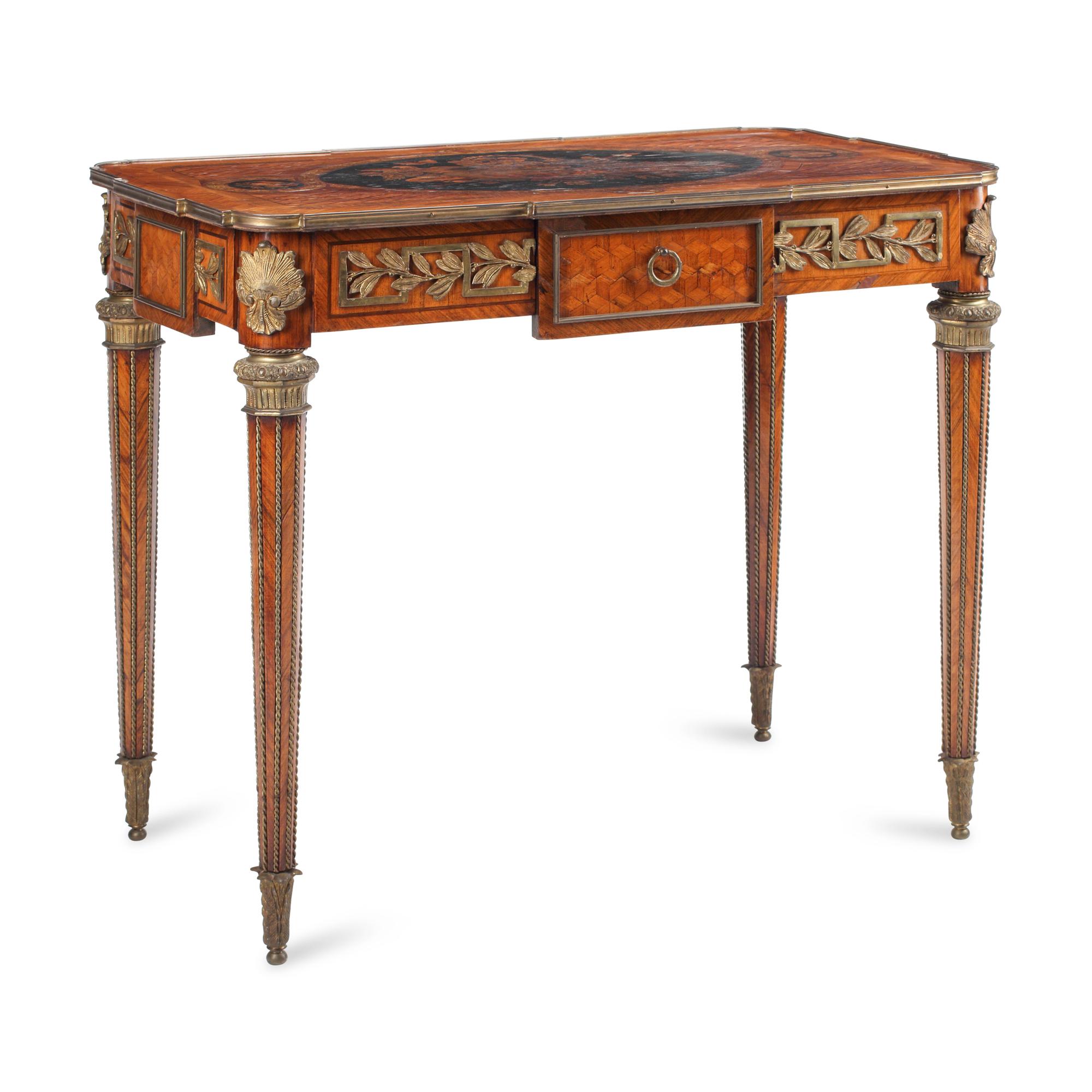 A Louis XVI Style Marquetry Center Table