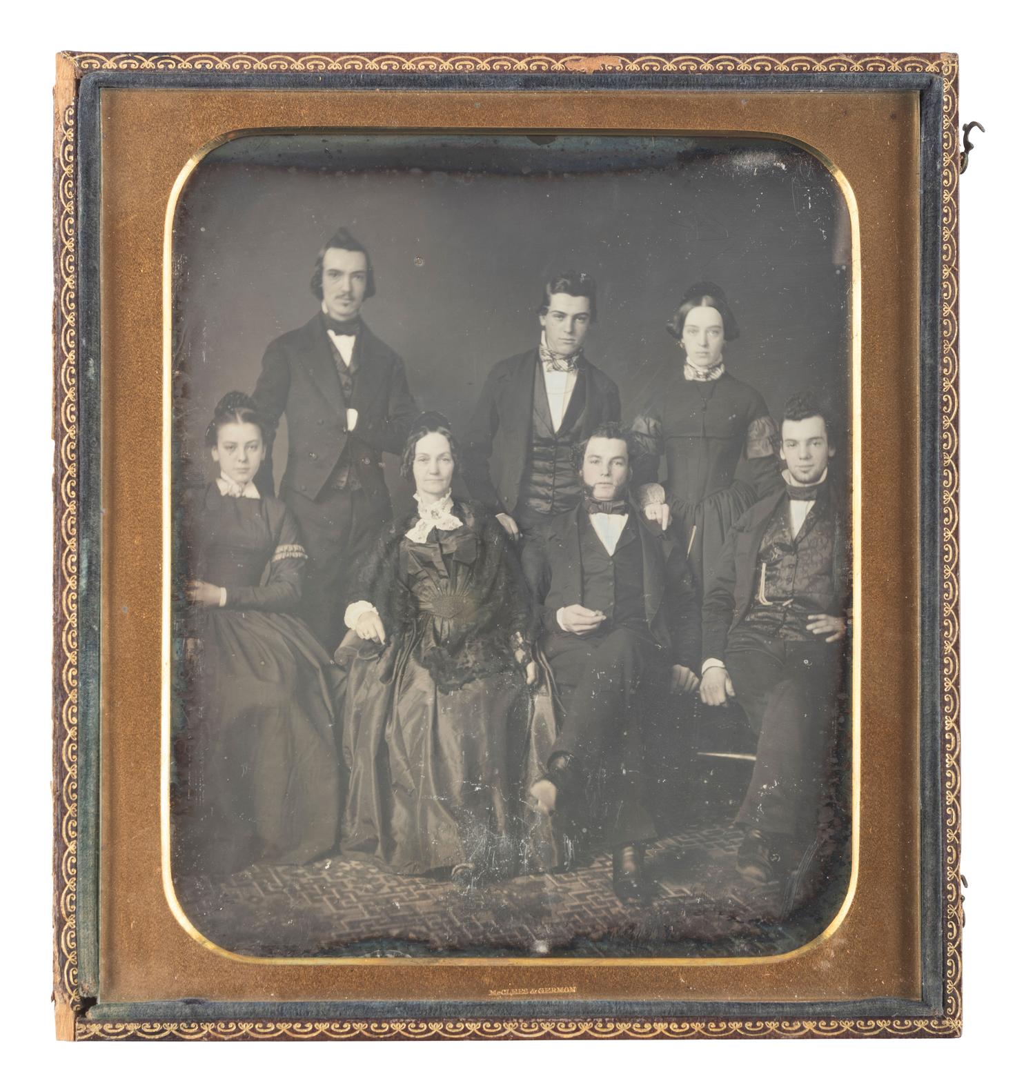 [EARLY PHOTOGRAPHY]. Two daguerreotypes of families, incl. oversized portrait by McClees and Germon, Philadelphia.