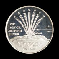 A 1986 Space Shuttle Challenger Memorial 1 oz. Silver Round
