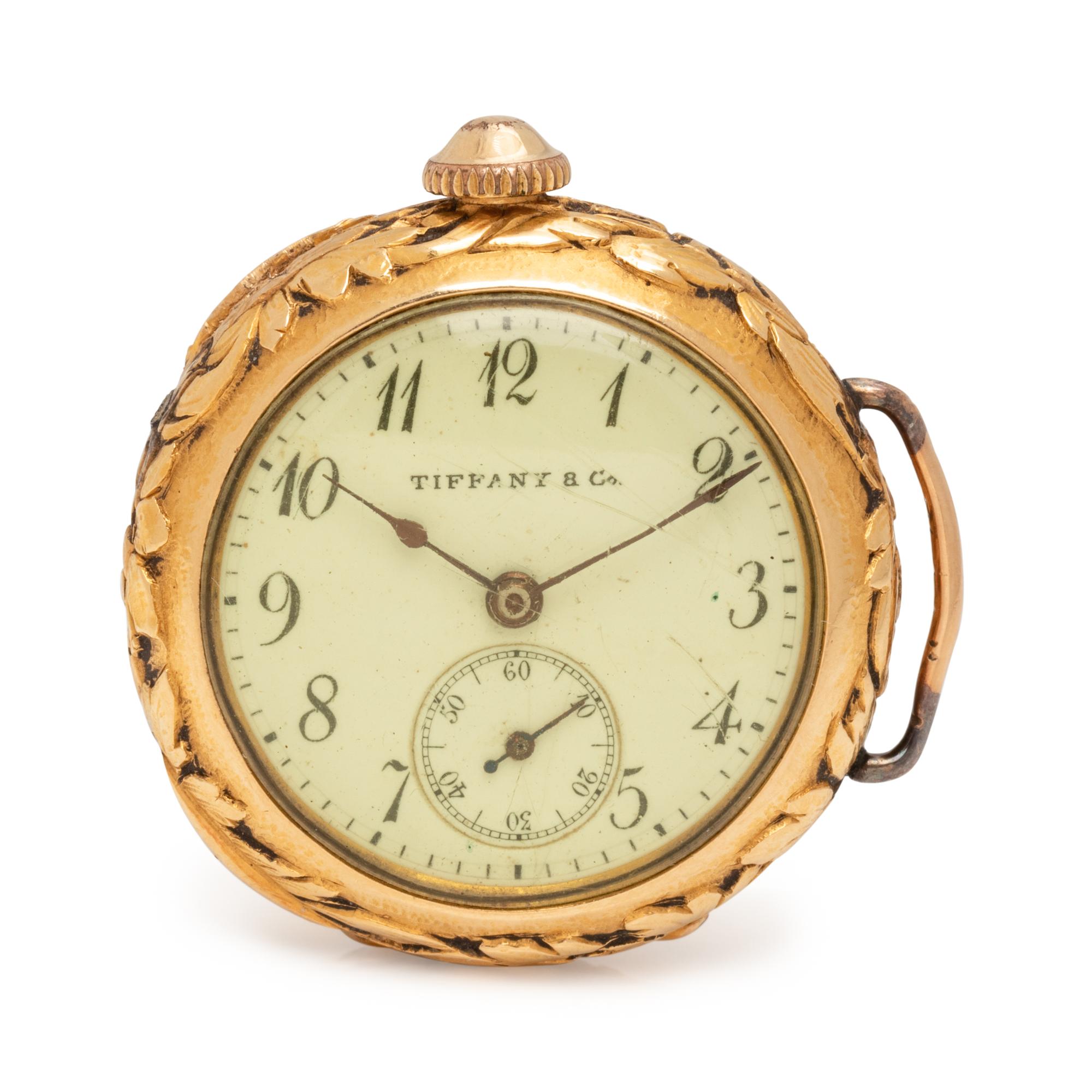 TIFFANY & CO., 18K YELLOW GOLD OPEN FACE POCKET WATCH